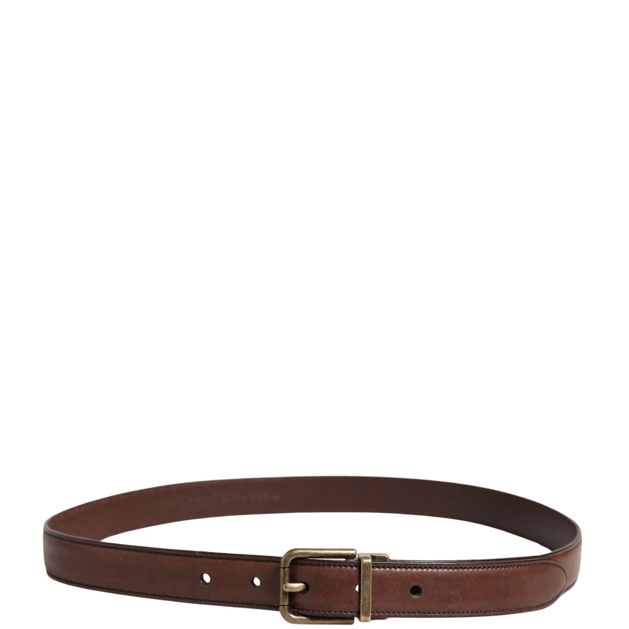 Dolce & Gabbana Men Brown Classic Leather Metal Buckle Belt