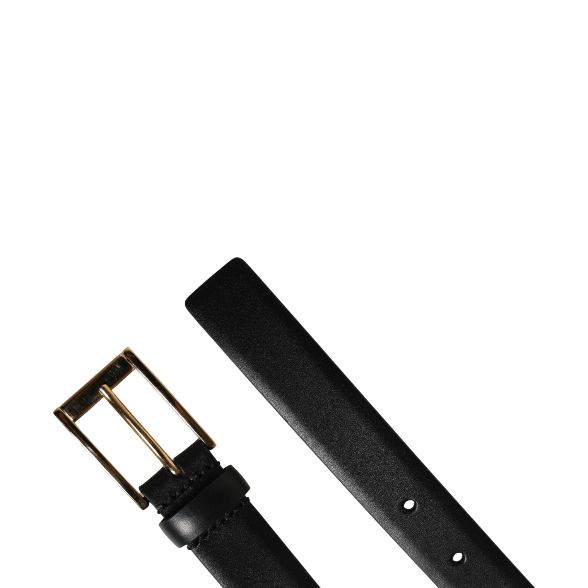 Dolce & Gabbana Men Black Classic Leather Metal Buckle Belt