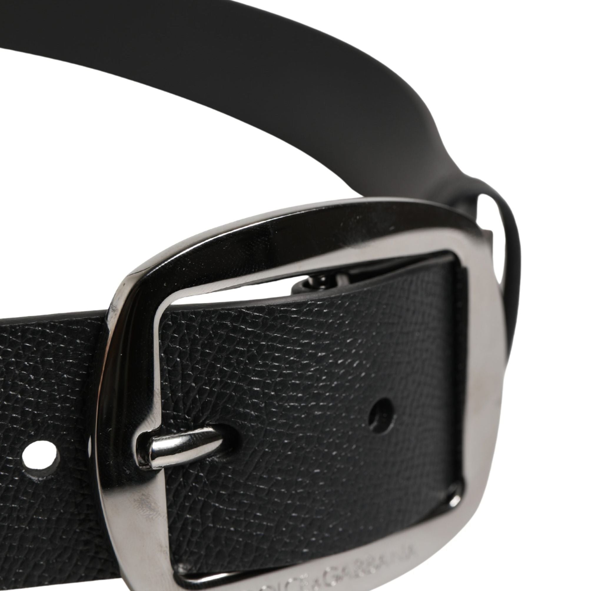 Dolce & Gabbana Men Black Classic Leather Metal Buckle Belt