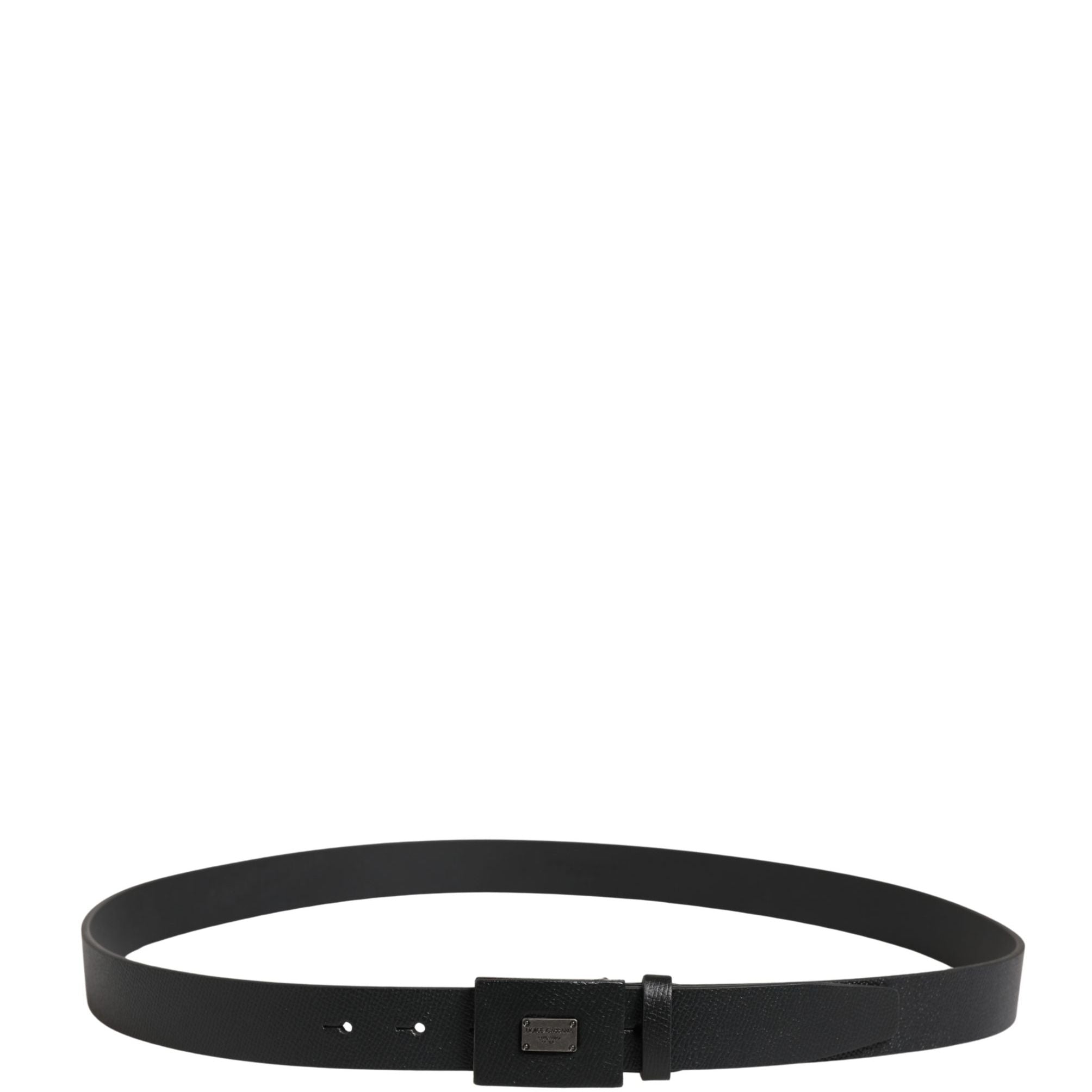 Dolce & Gabbana Men Black Calfskin Leather Square Buckle Belt