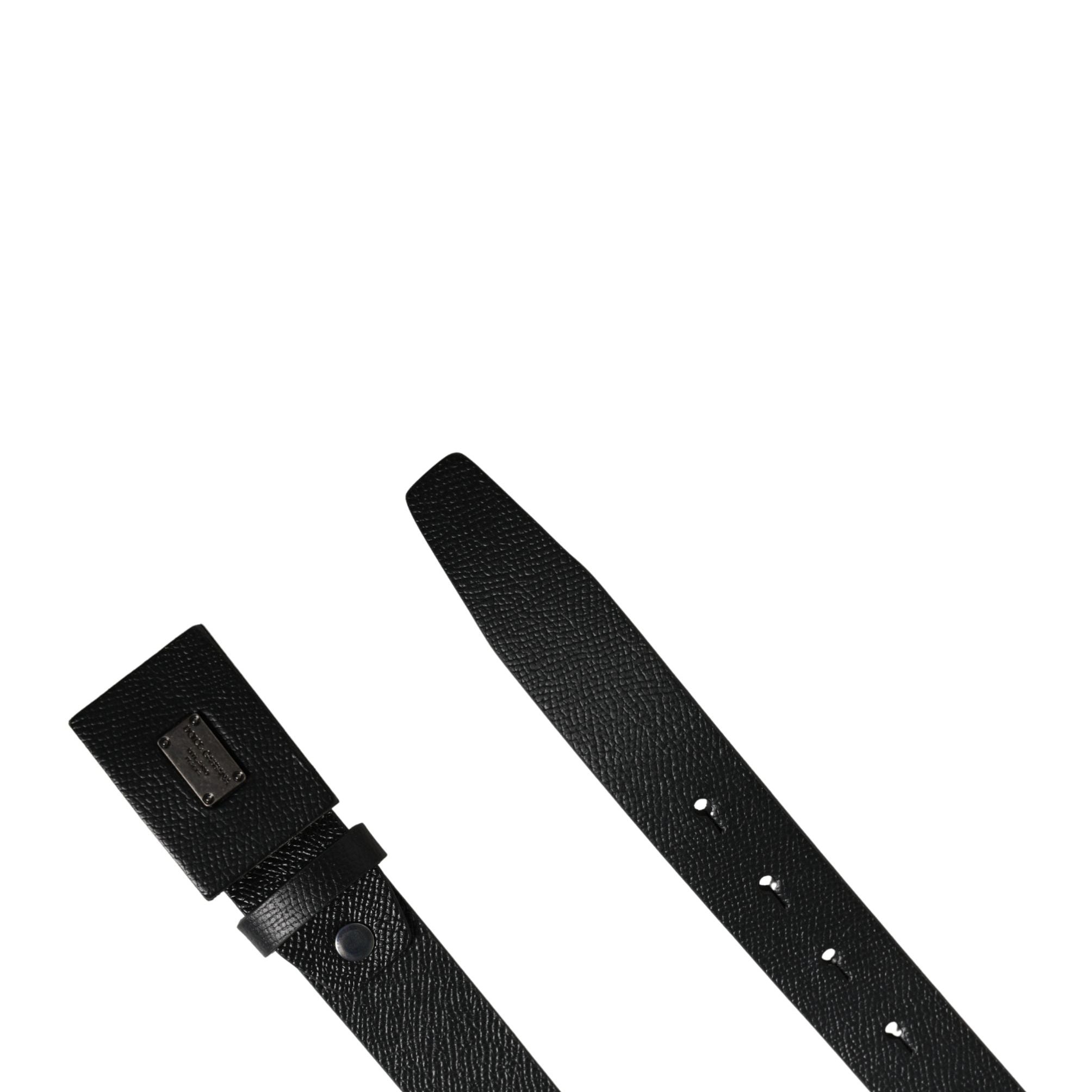 Dolce & Gabbana Men Black Calfskin Leather Square Buckle Belt