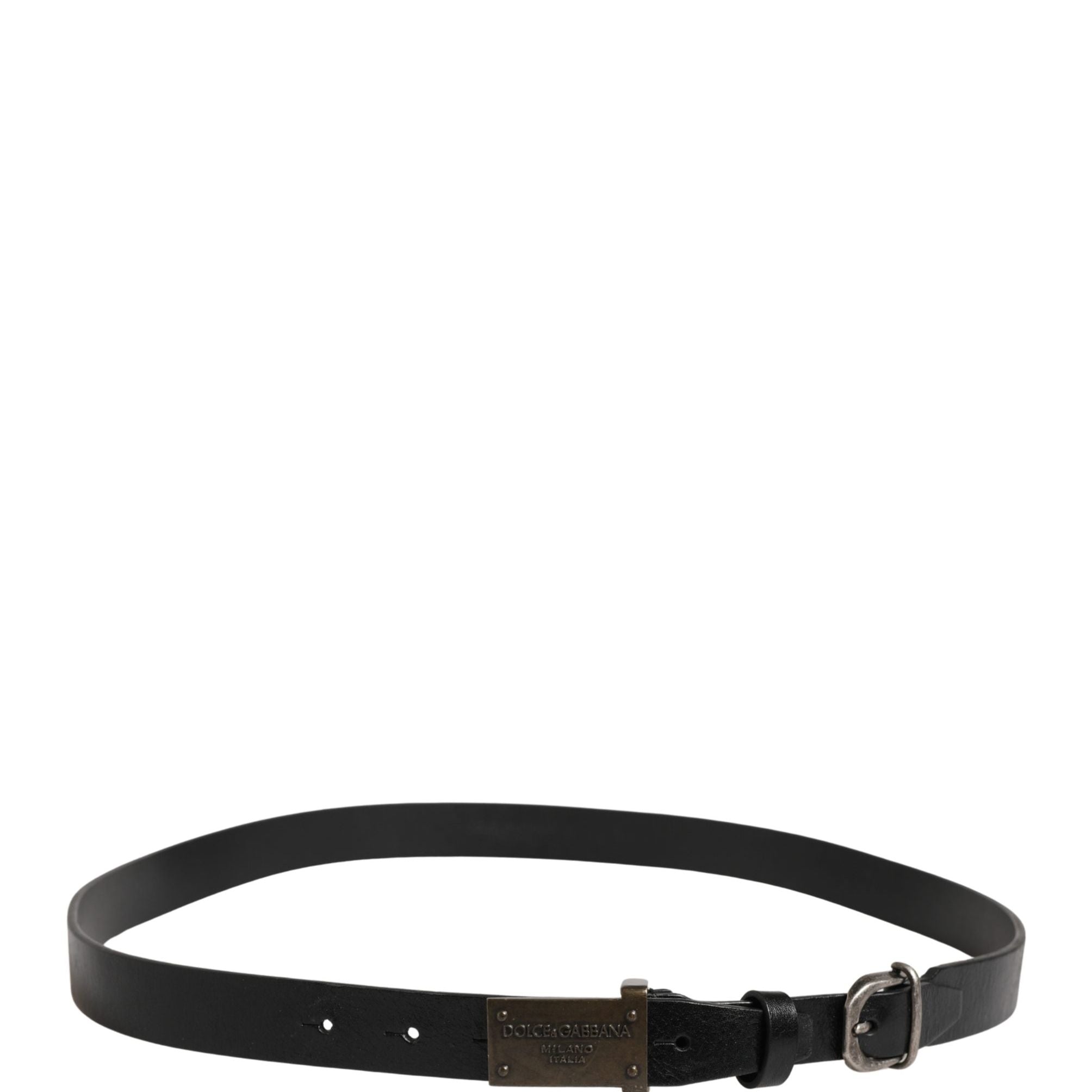 Dolce & Gabbana Men Black Classic Leather Logo Buckle Belt