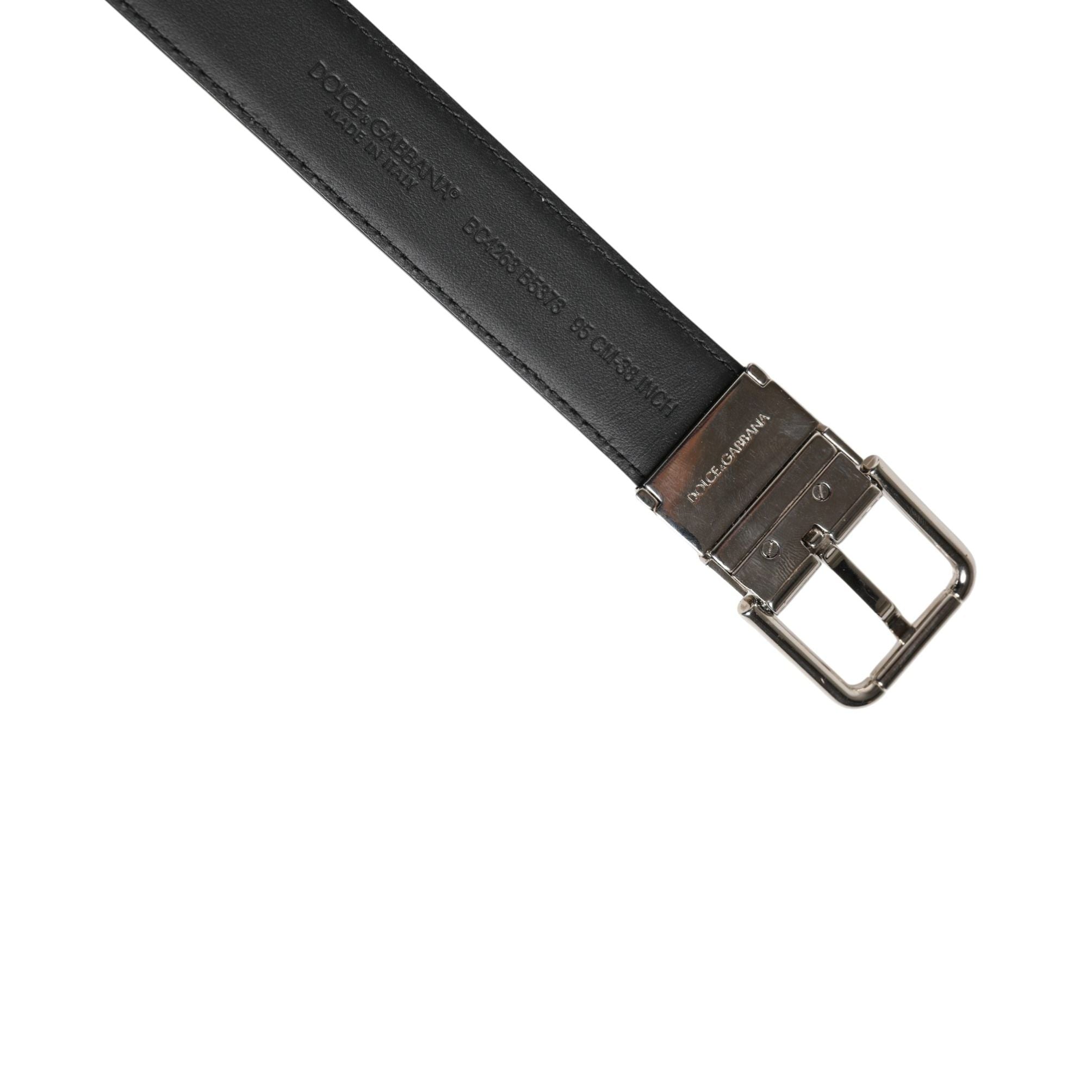 Dolce & Gabbana Men Black Classic Leather Metal Buckle Belt