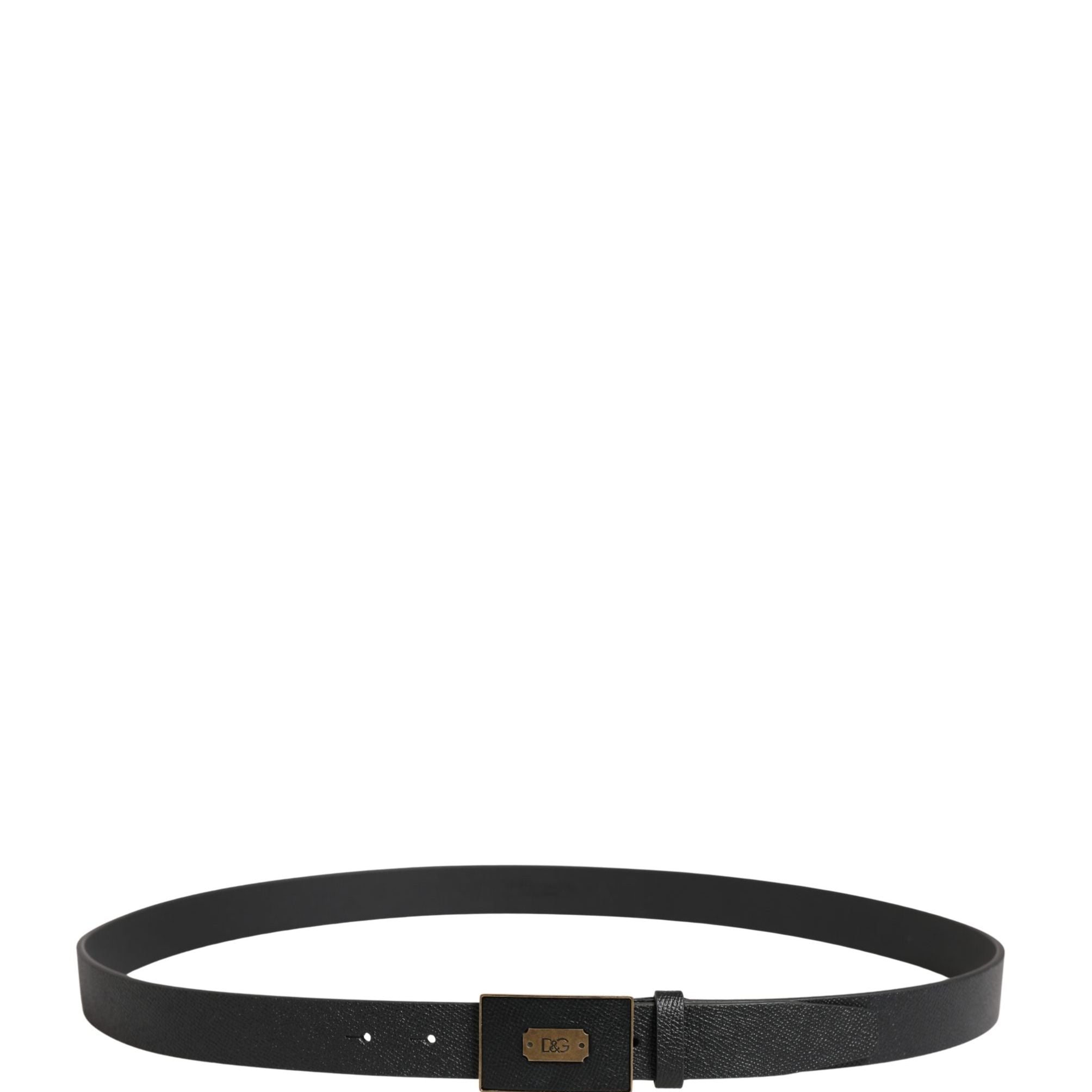 Dolce & Gabbana Men Black Classic Leather Logo Buckle Belt