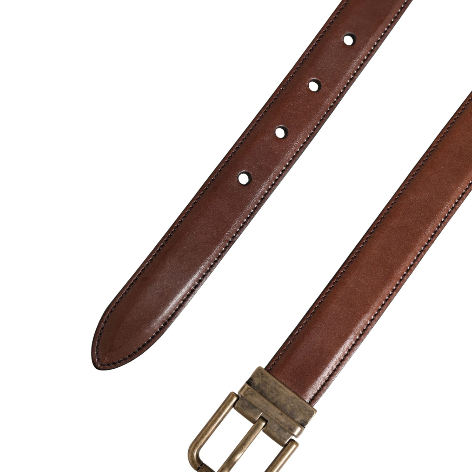 Dolce & Gabbana Men Brown Classic Leather Metal Buckle Belt
