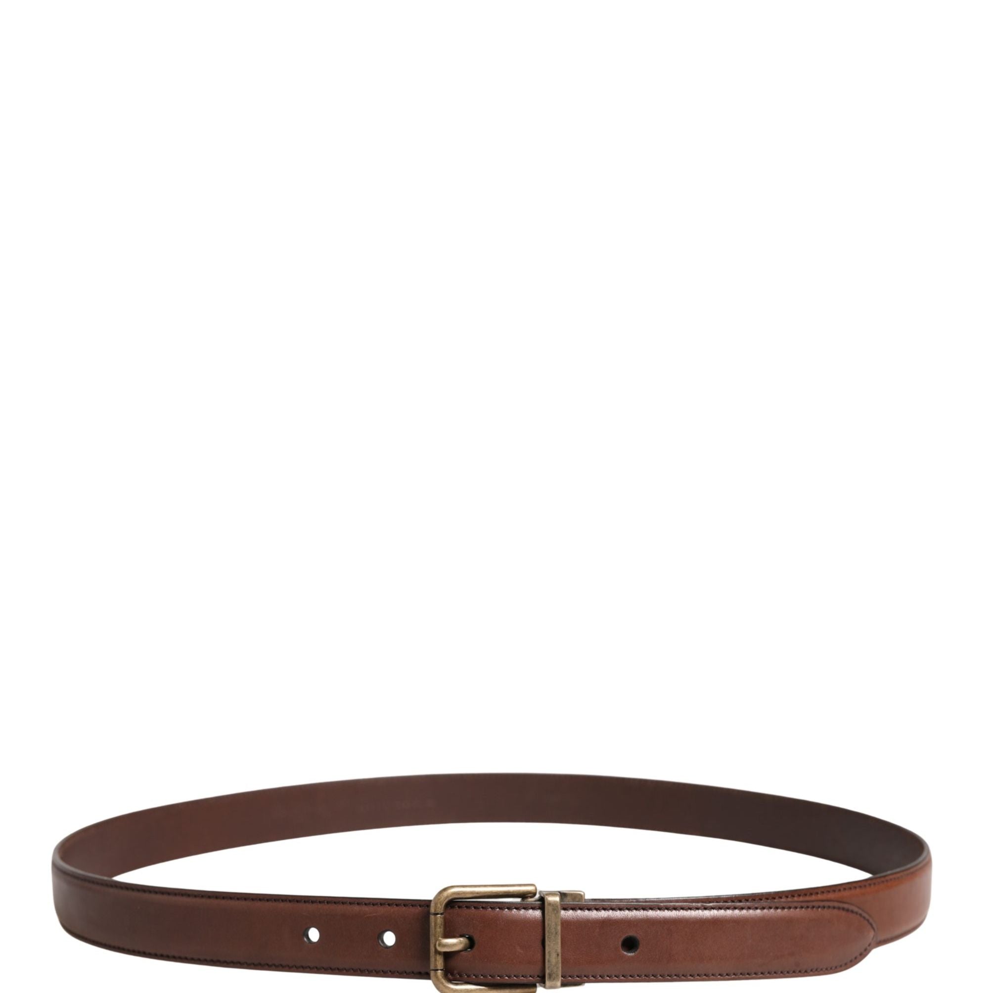 Dolce & Gabbana Men Brown Classic Leather Metal Buckle Belt