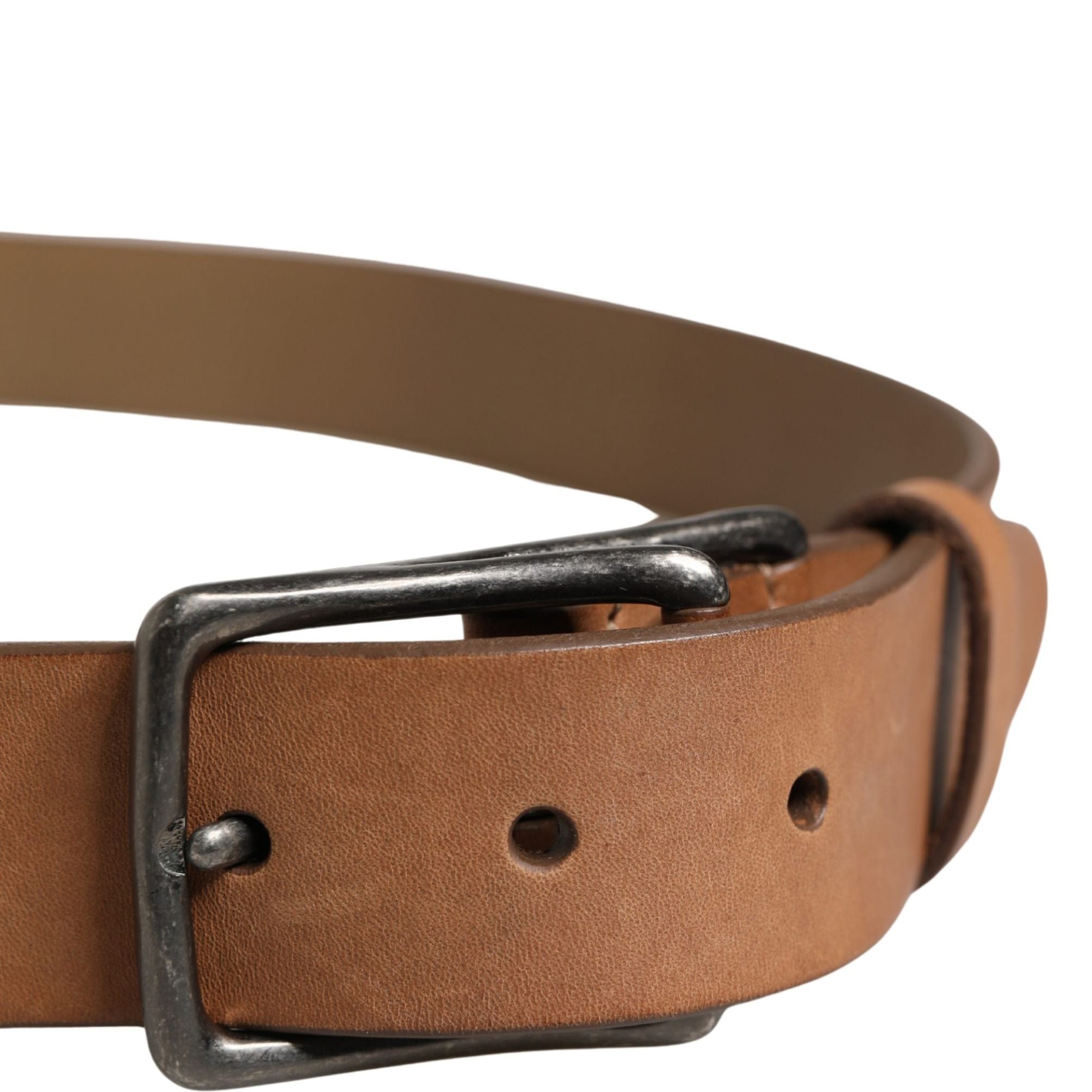 Dolce & Gabbana Men Brown Leather Classic Metal Buckle Belt
