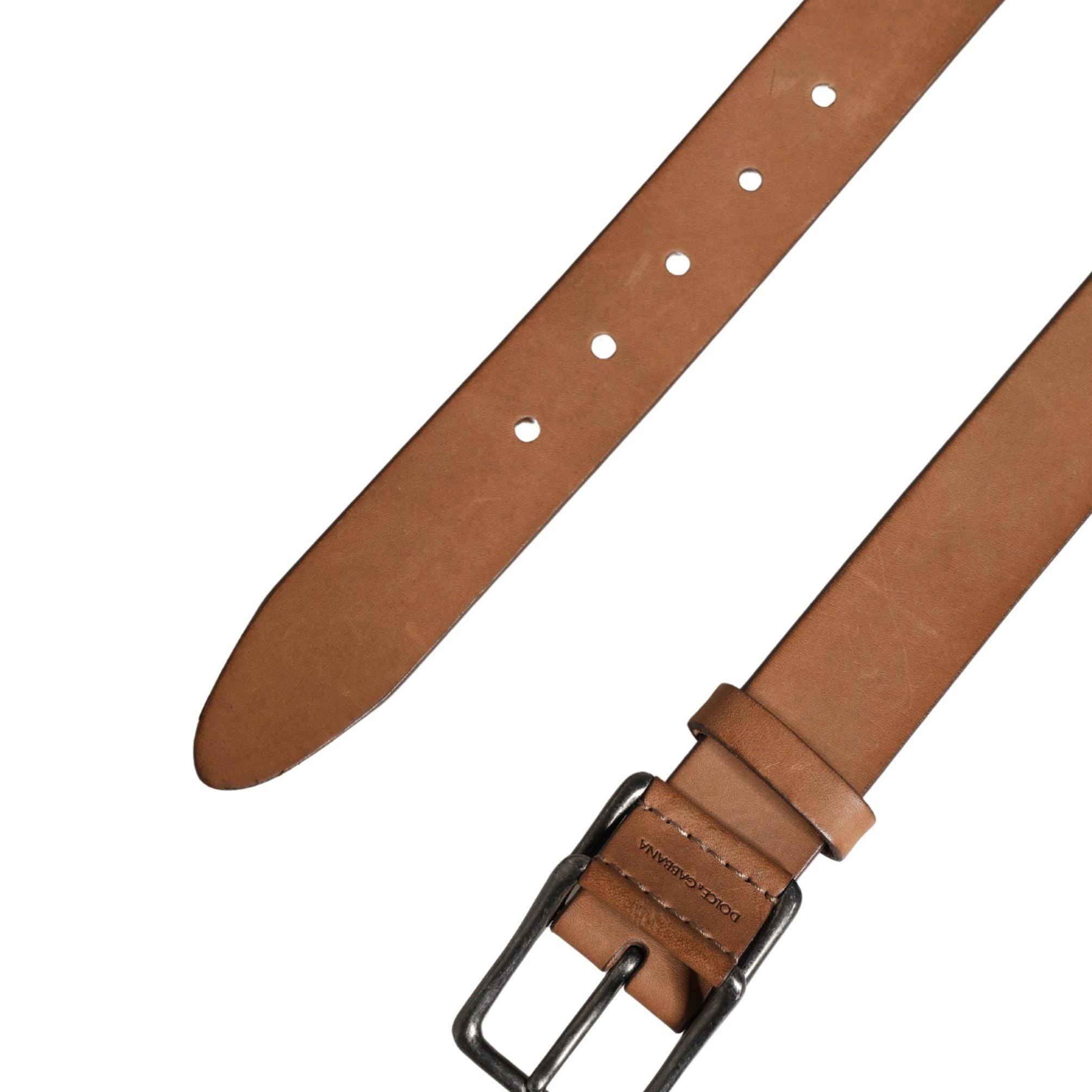Dolce & Gabbana Men Brown Leather Classic Metal Buckle Belt