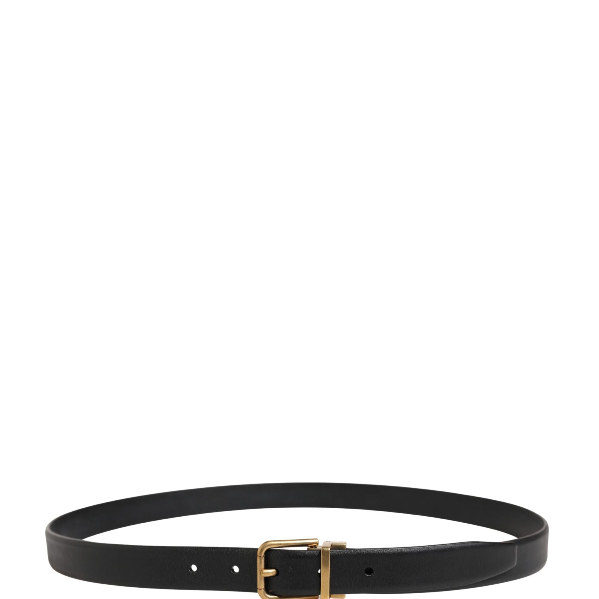Dolce & Gabbana Men Black Classic Leather Metal Buckle Belt