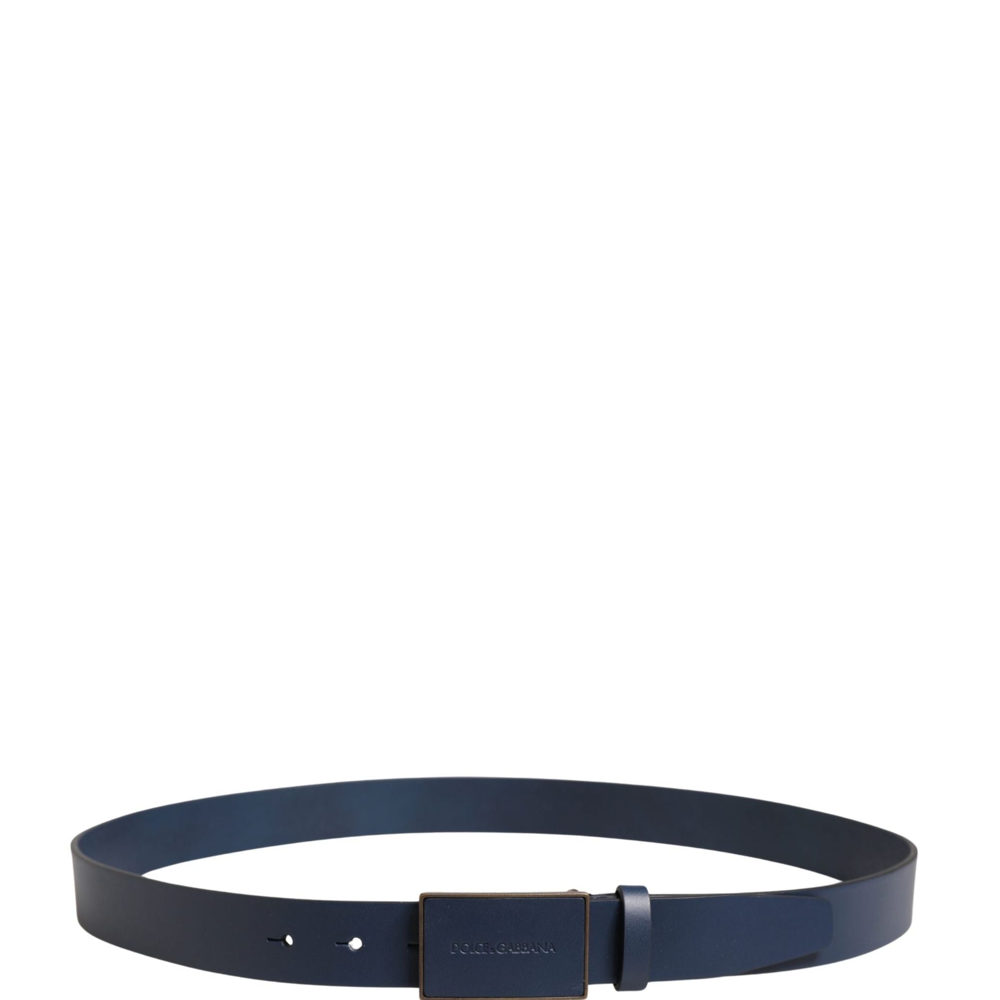 Dolce & Gabbana Men Blue Calf Leather Logo Metal Buckle Belt