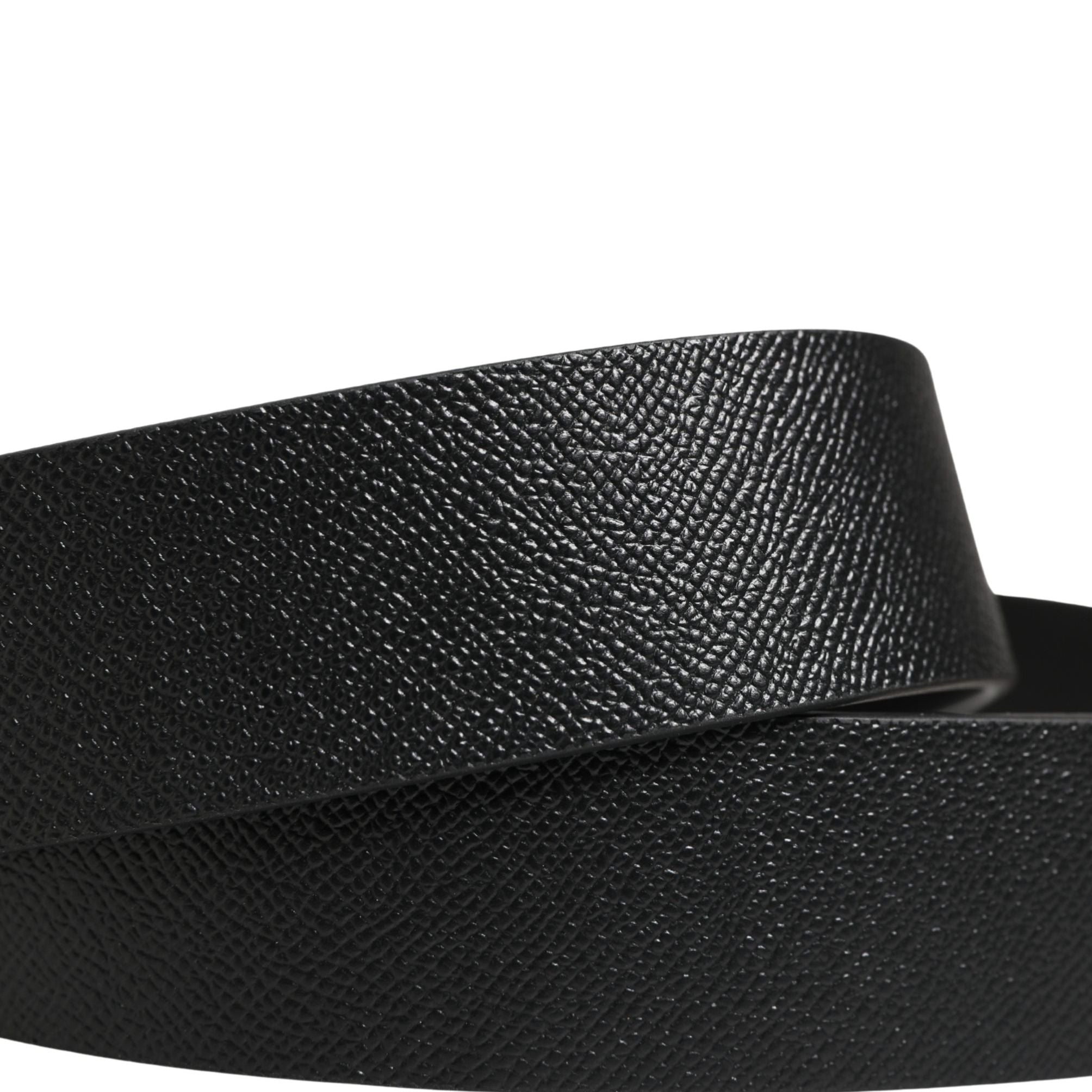 Dolce & Gabbana Men Black Leather DG Logo Metal Buckle Belt