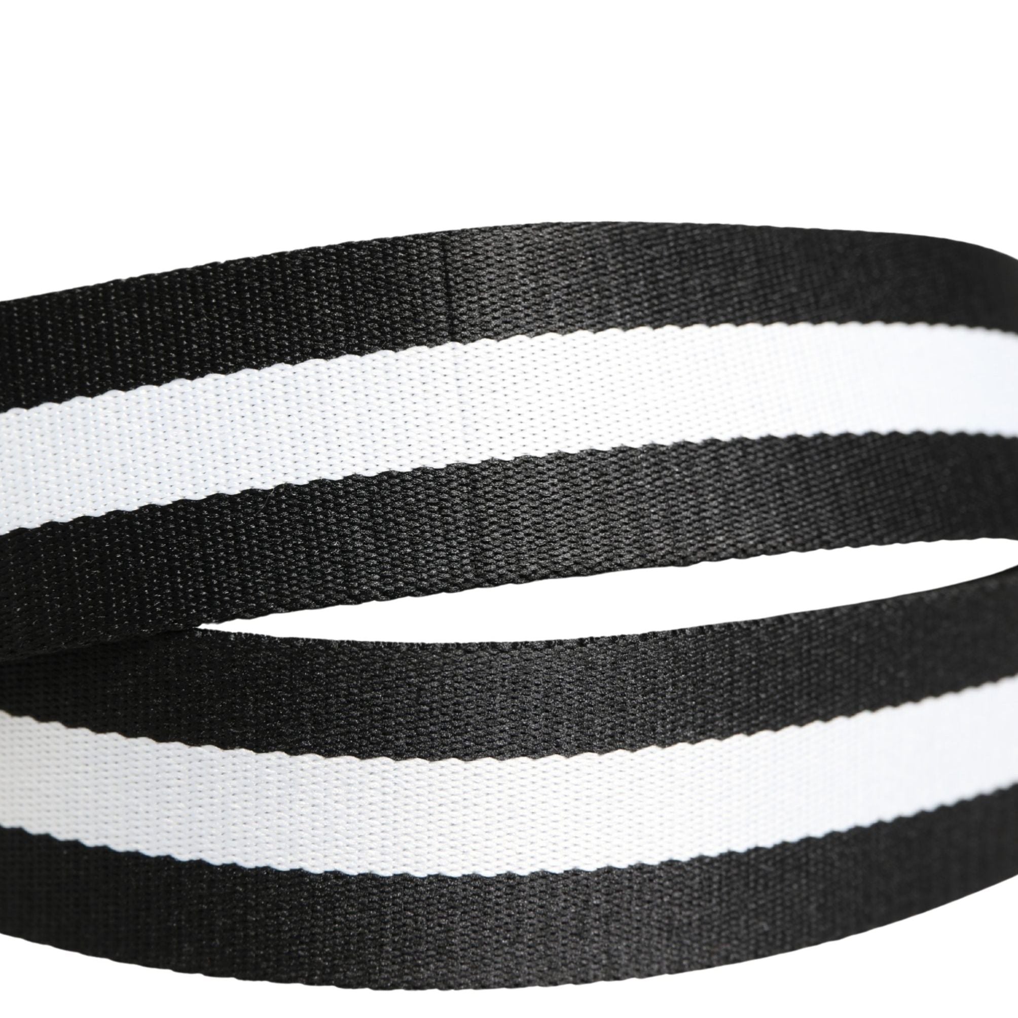 Dolce & Gabbana Men Black White Nylon Logo Metal Buckle Belt