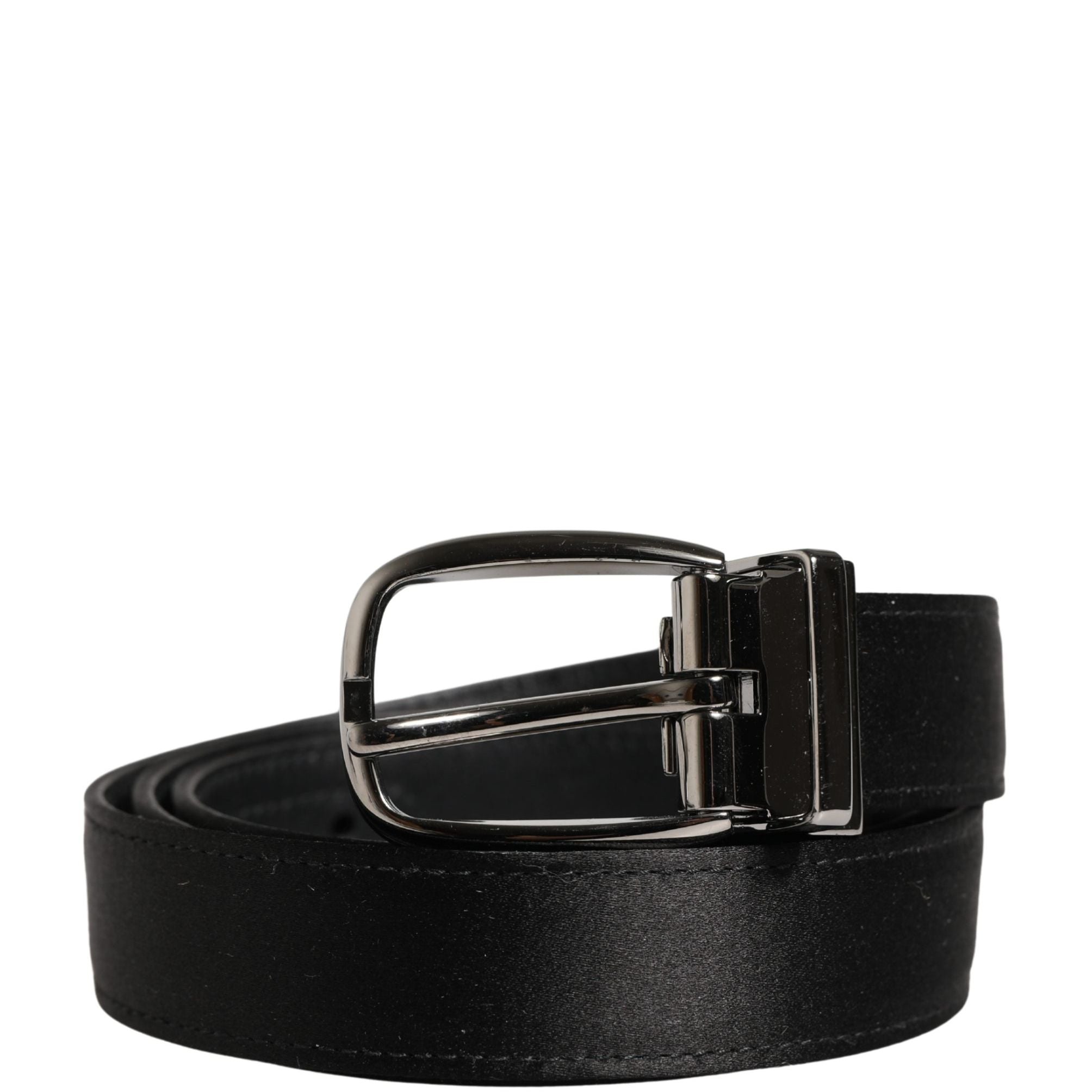 Dolce & Gabbana Men Black Classic Leather Metal Buckle Belt