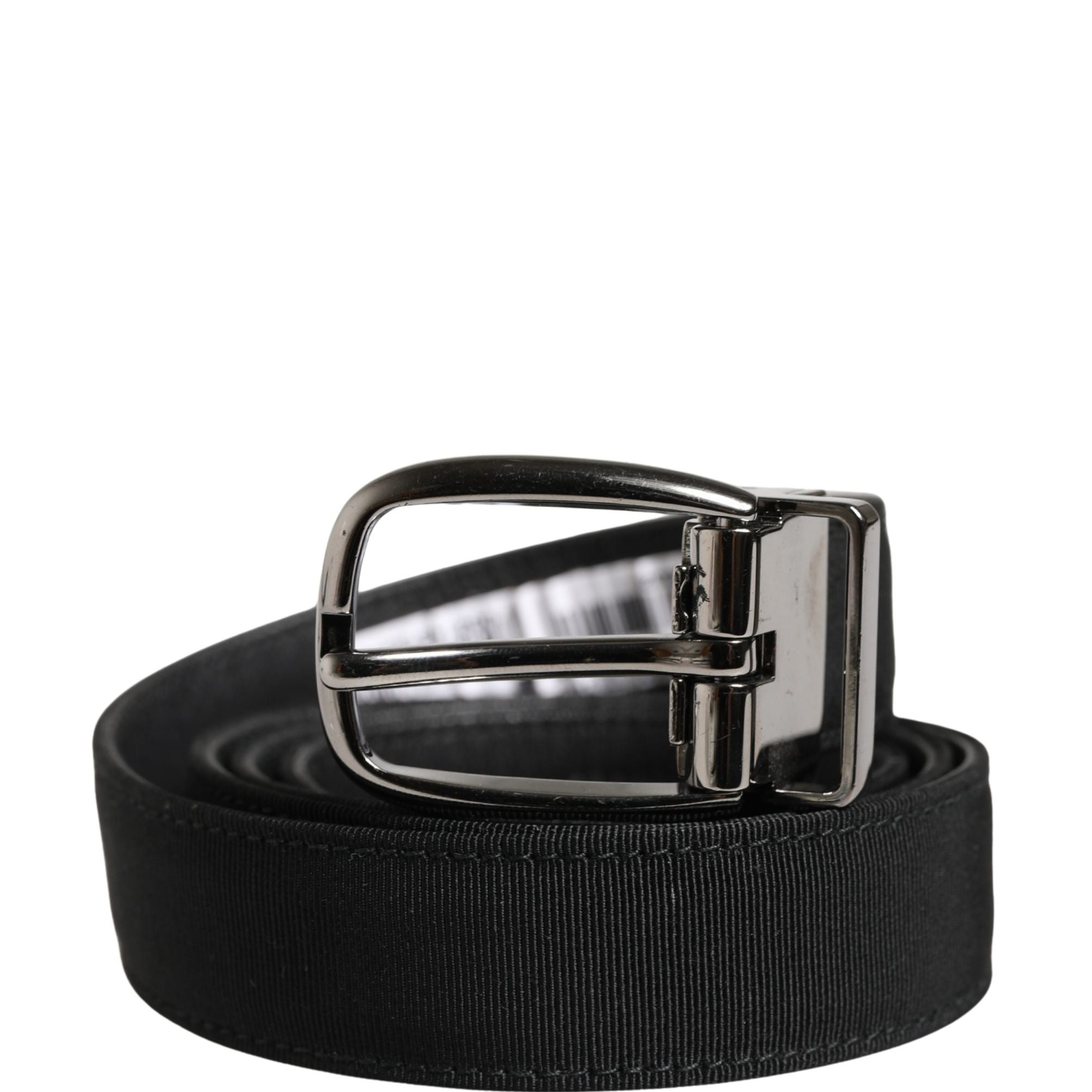Dolce & Gabbana Men Black Viscose Silver Metal Buckle Belt