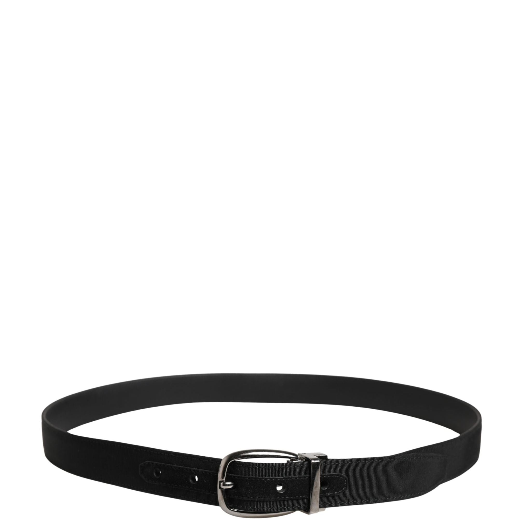 Dolce & Gabbana Men Black Viscose Silver Metal Buckle Belt
