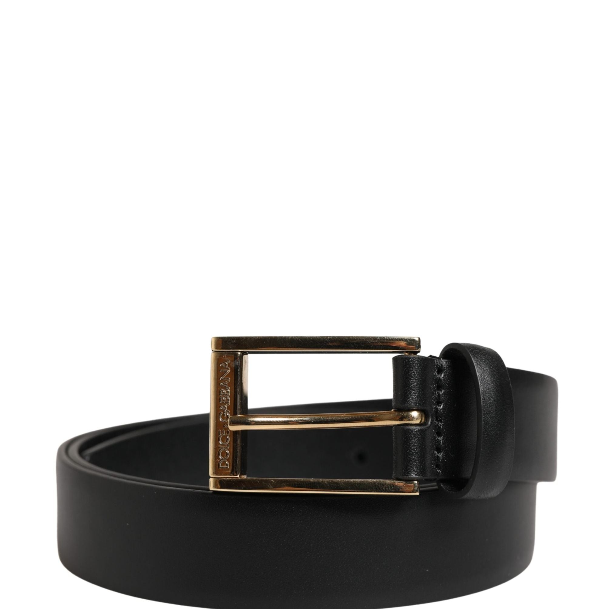 Dolce & Gabbana Men Black Classic Leather Metal Buckle Belt