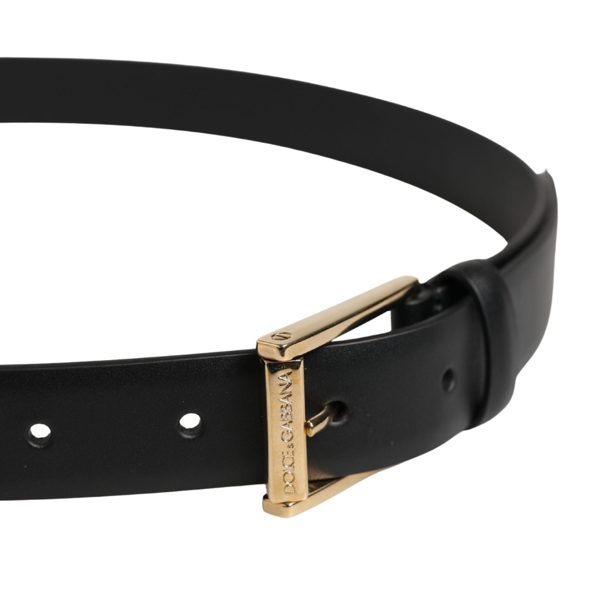 Dolce & Gabbana Men Black Classic Leather Metal Buckle Belt