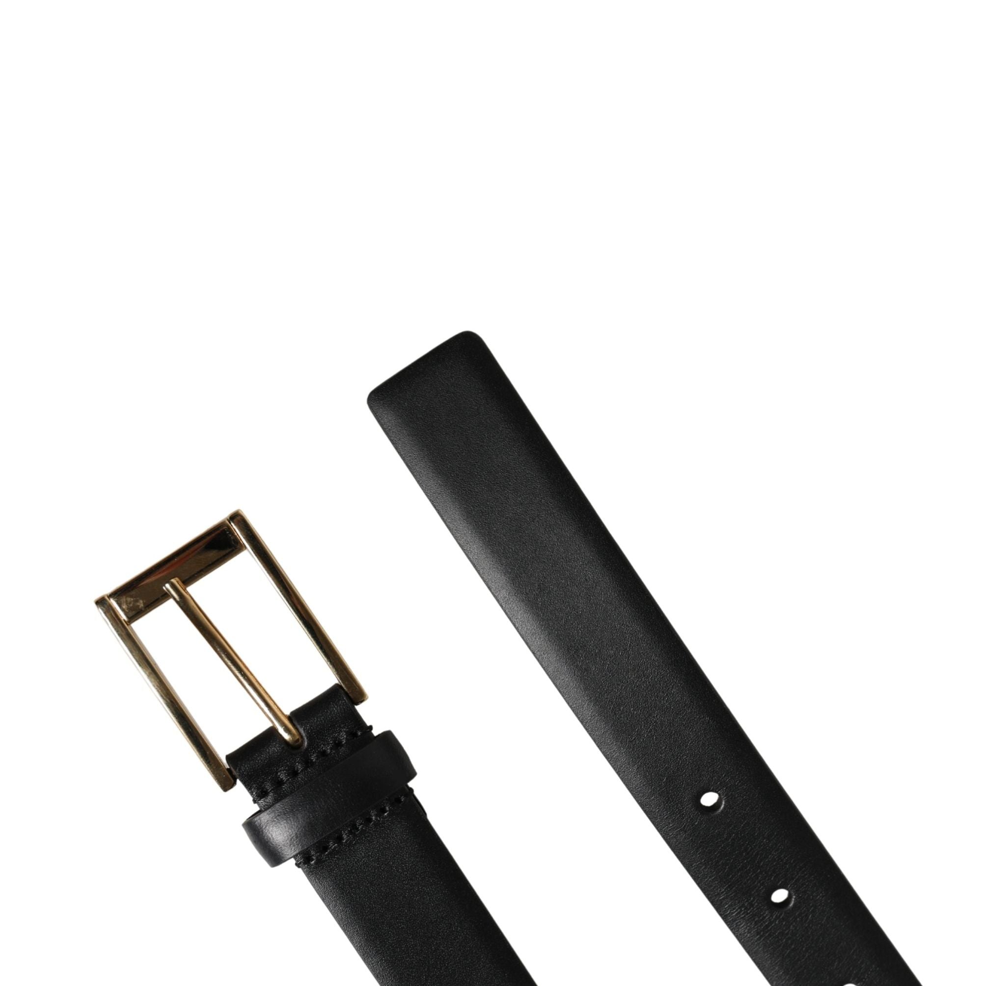 Dolce & Gabbana Men Black Classic Leather Metal Buckle Belt