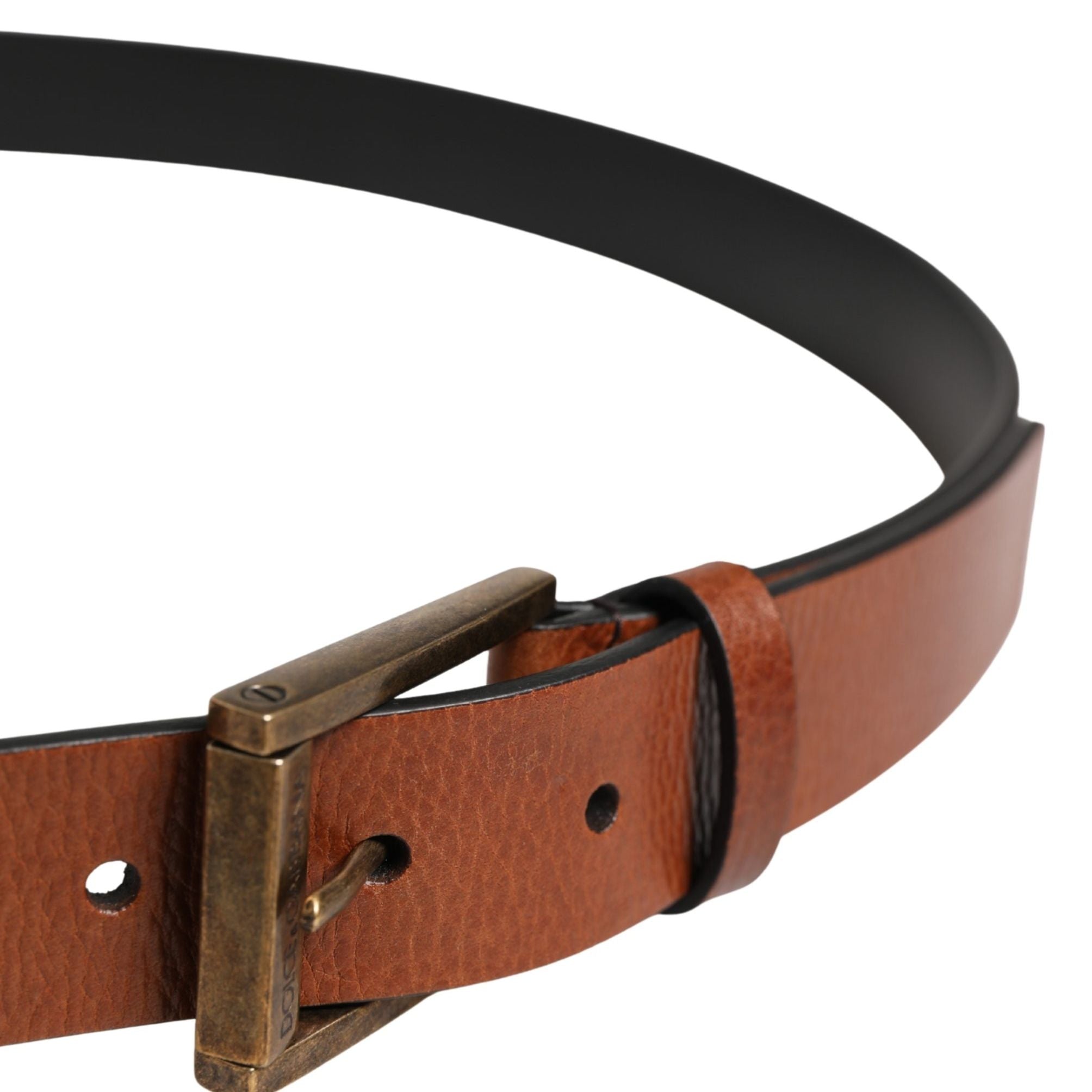 Dolce & Gabbana Men Brown Leather Classic Metal Buckle Belt