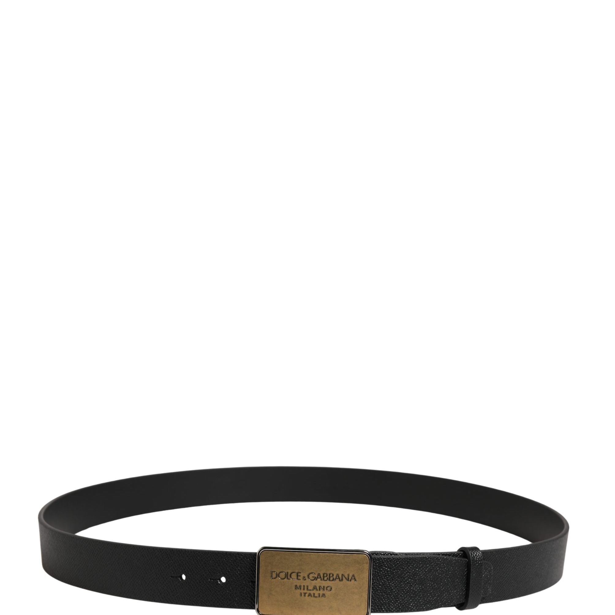 Dolce & Gabbana Black Classic Calf Leather Metal Buckle Belt