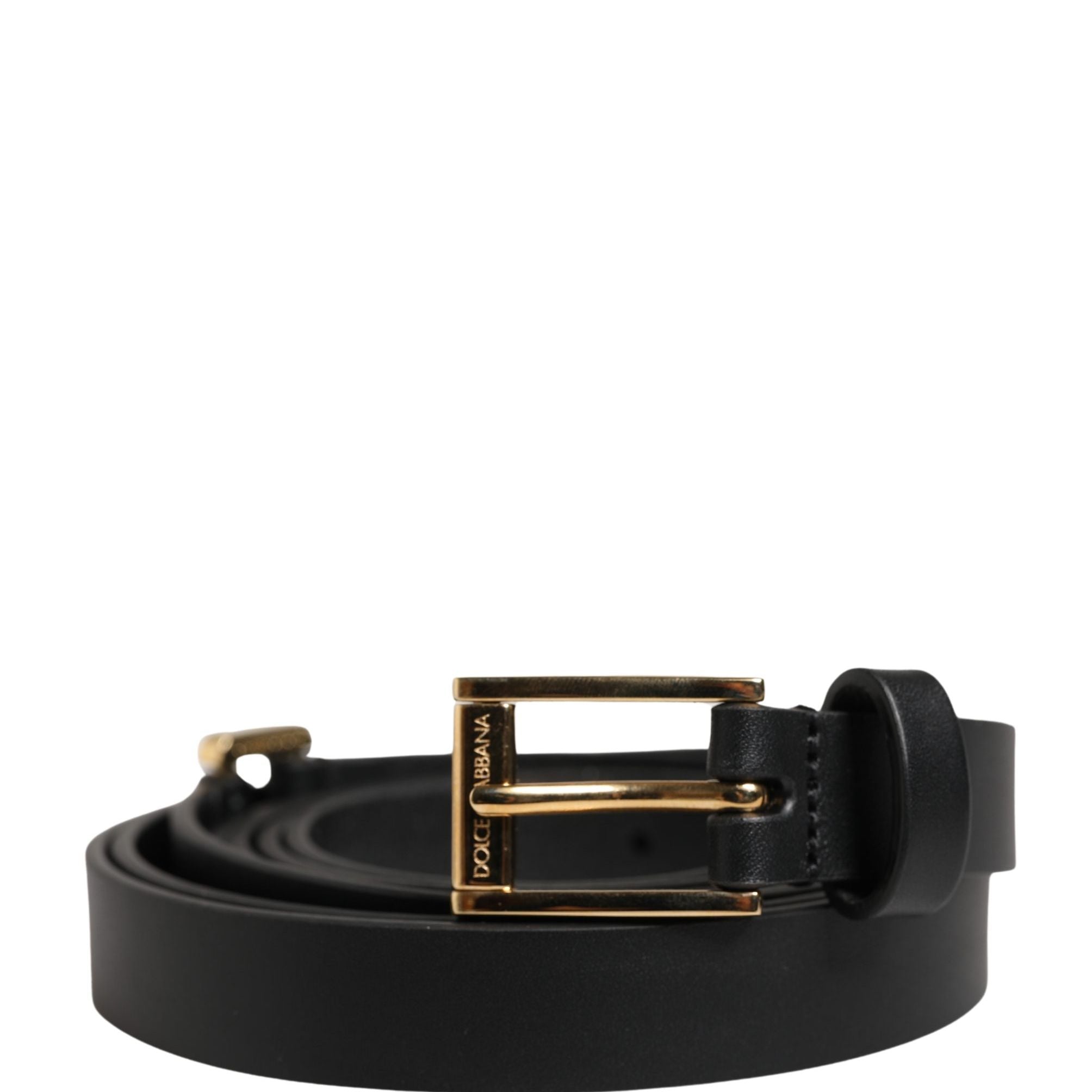Dolce & Gabbana Men Black Leather Classic Metal Buckle Belt