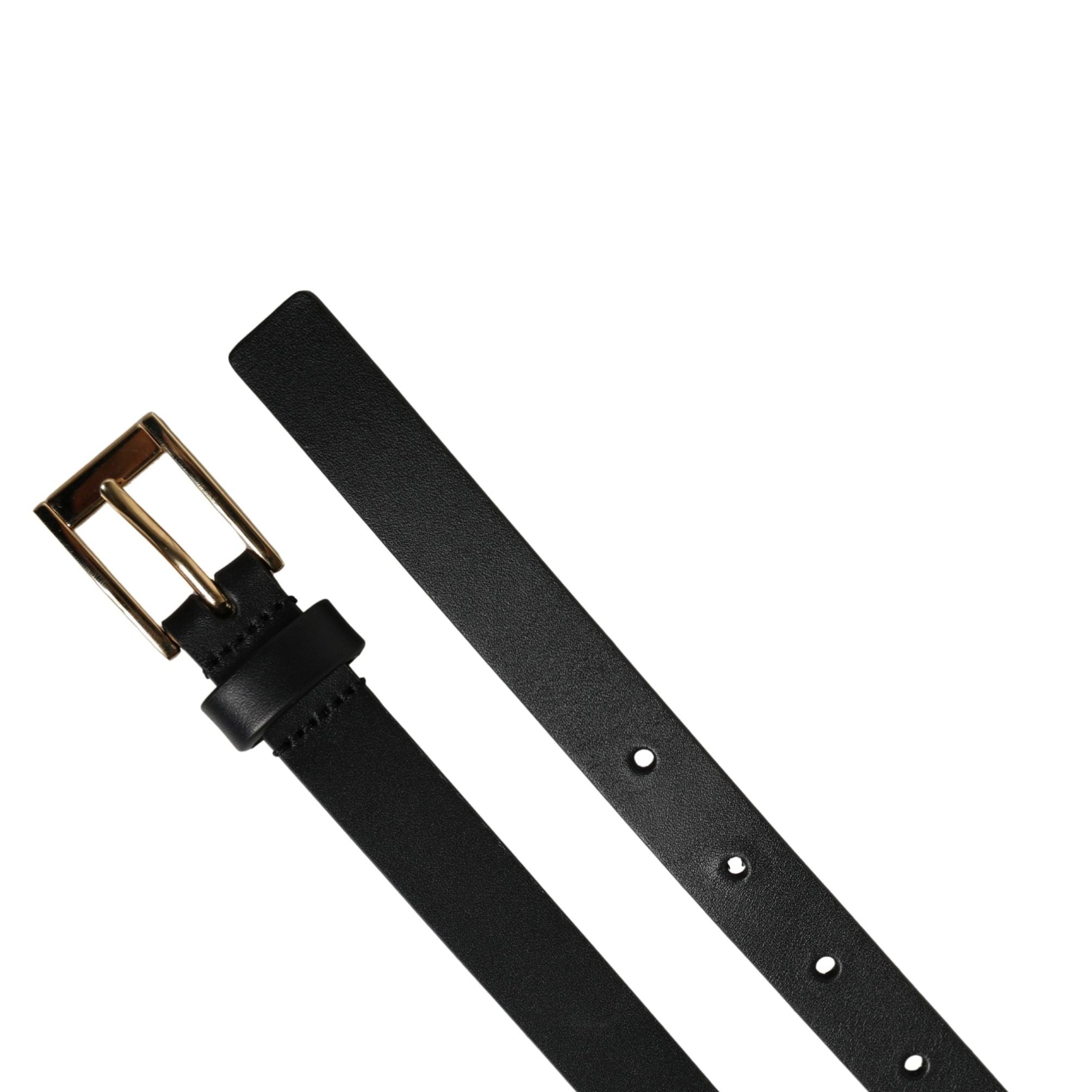 Dolce & Gabbana Men Black Leather Classic Metal Buckle Belt