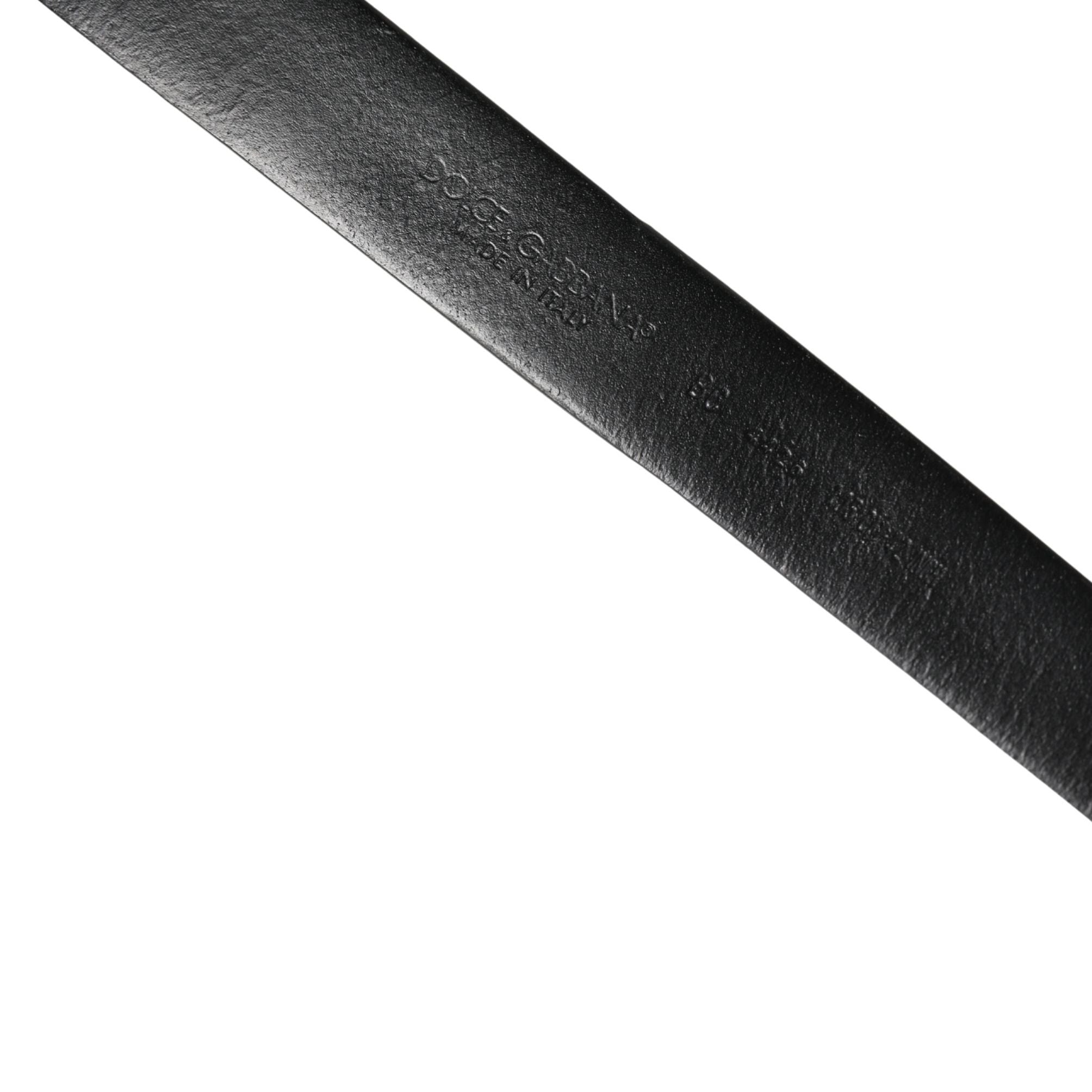 Dolce & Gabbana Men Black Calf Embellished Metal Buckle Belt