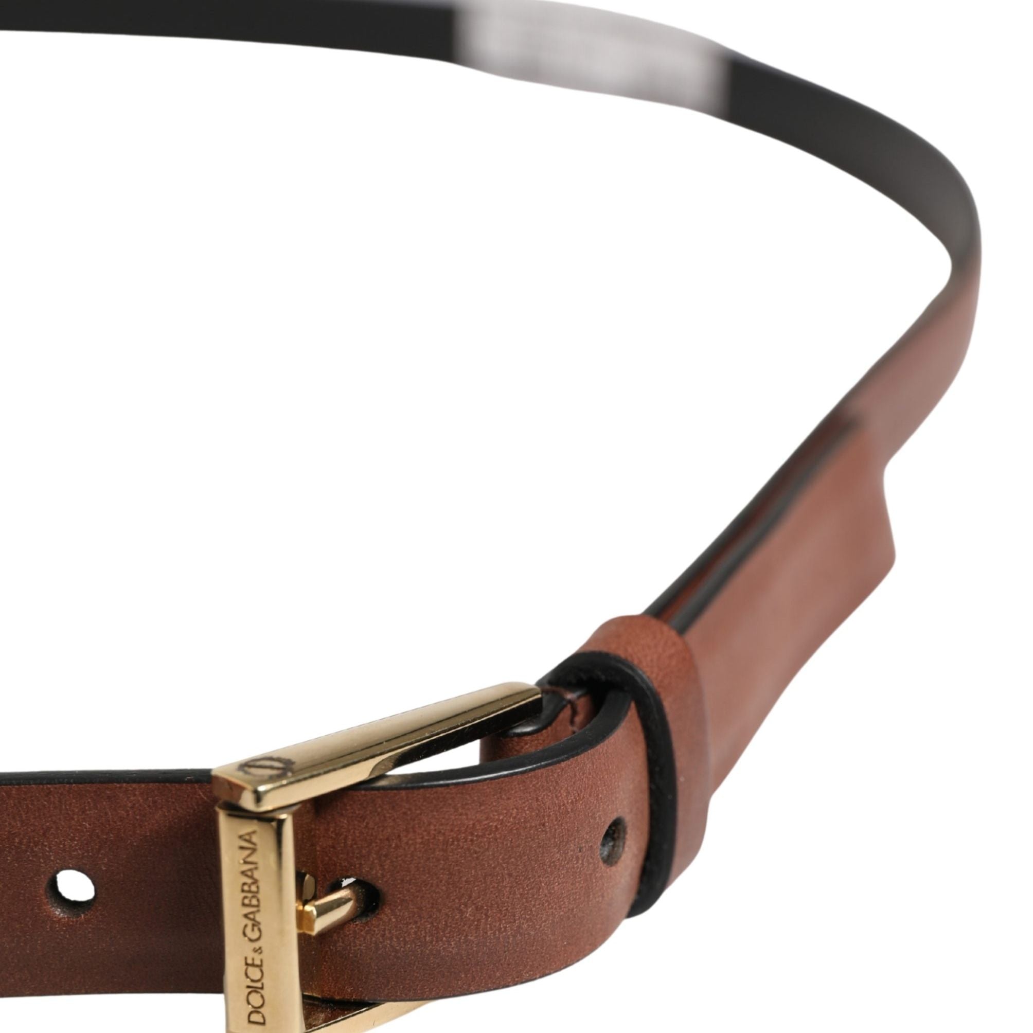 Dolce & Gabbana Men Brown Leather Classic Metal Buckle Belt