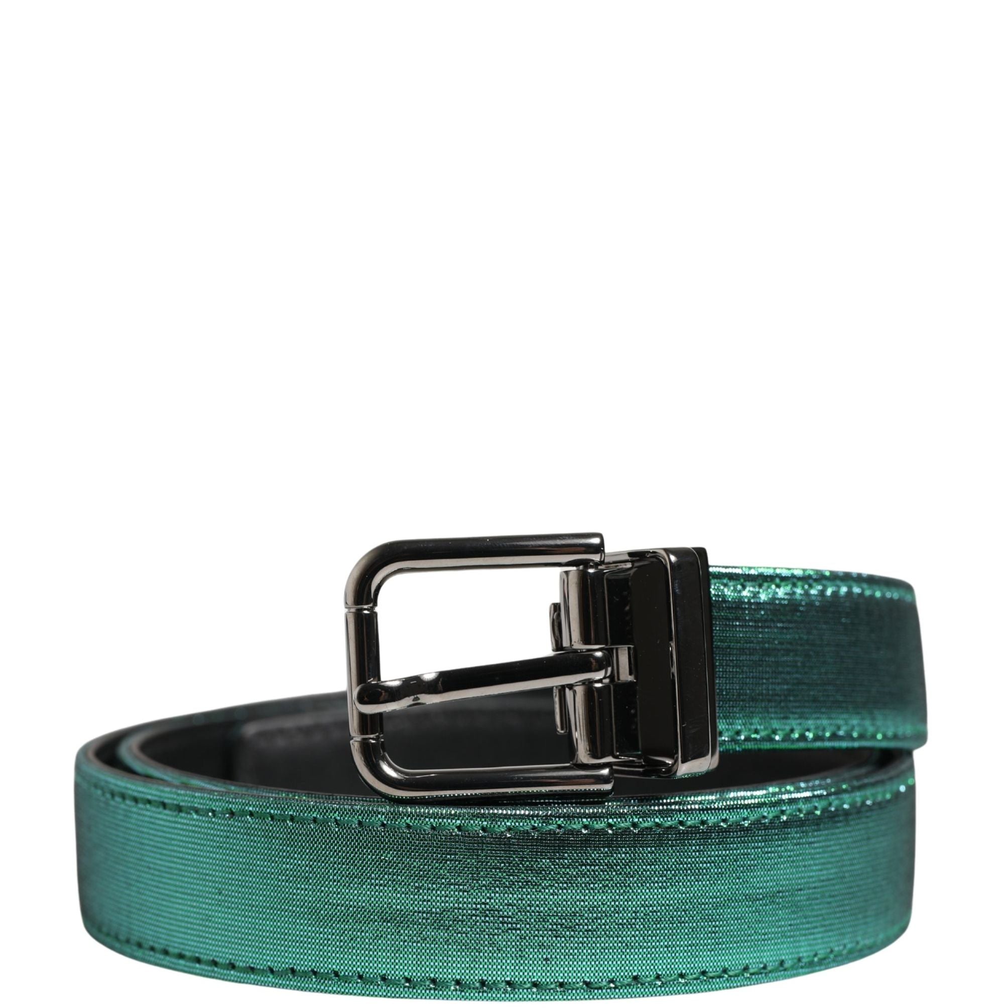 Dolce & Gabbana Men Green Lurex Polyester Metal Buckle Belt