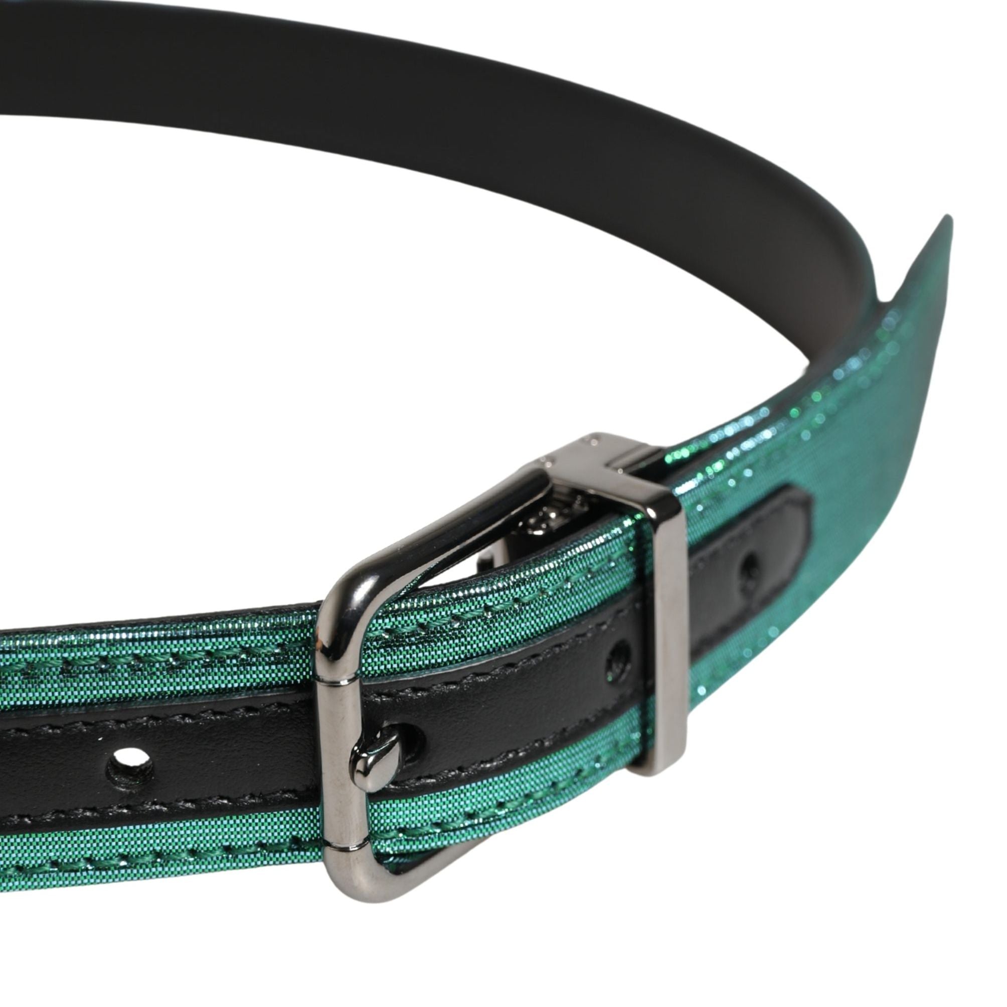 Dolce & Gabbana Men Green Lurex Polyester Metal Buckle Belt