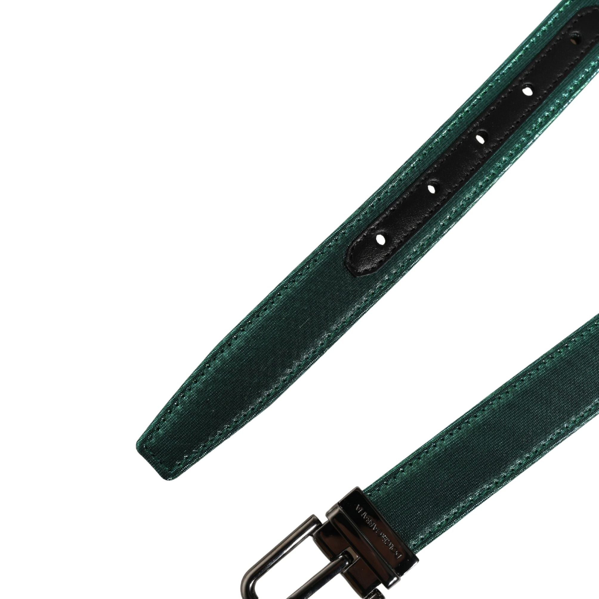 Dolce & Gabbana Men Green Lurex Polyester Metal Buckle Belt