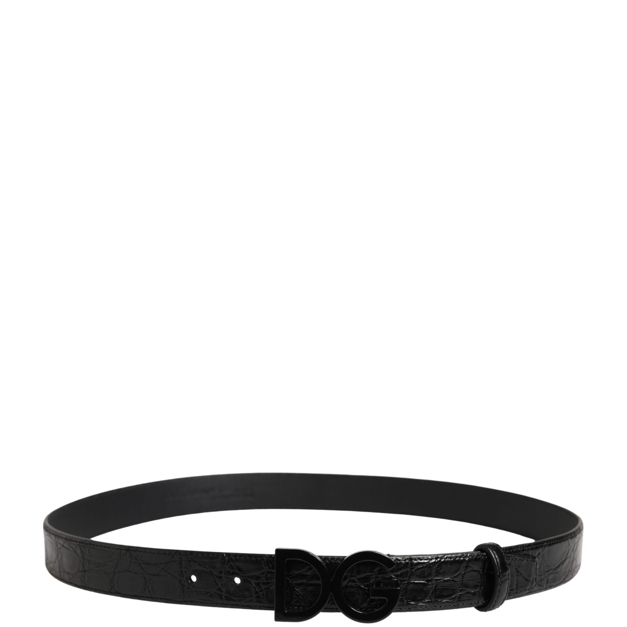 Dolce & Gabbana Men Black Exotic Leather Logo Buckle Belt
