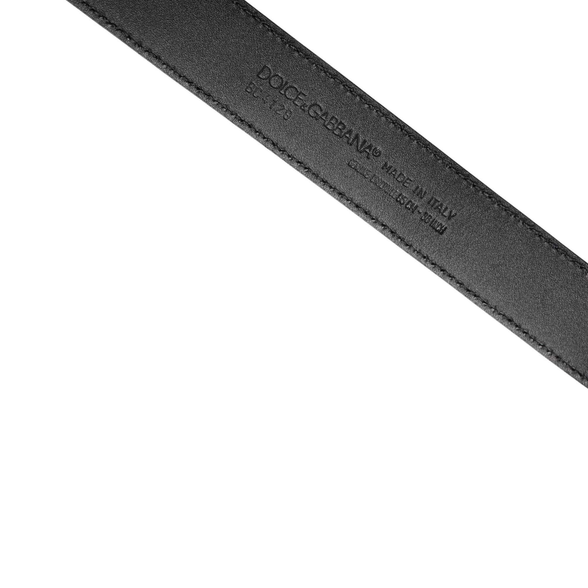 Dolce & Gabbana Men Black Exotic Leather Logo Buckle Belt
