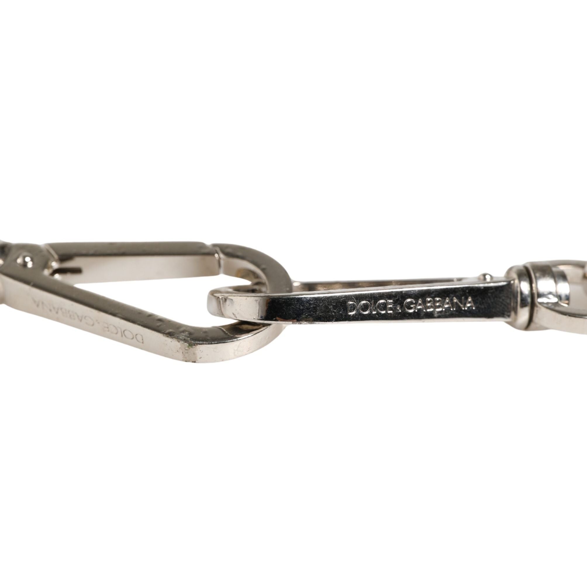 Dolce & Gabbana Black Leather Silver Chain Bag Accessory Shoulder Strap