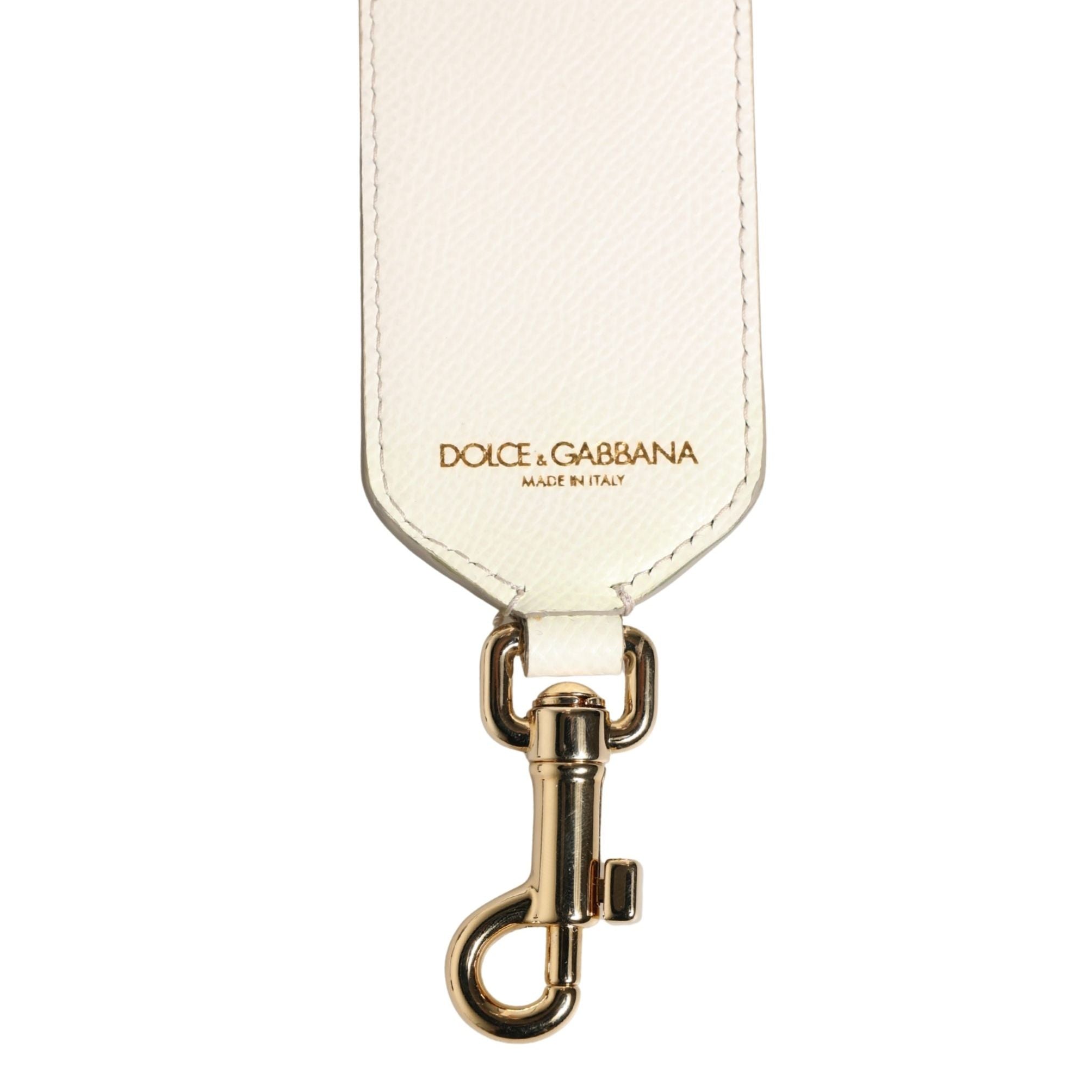 Dolce & Gabbana White Blue Floral Leather Stud Accessory Shoulder Strap