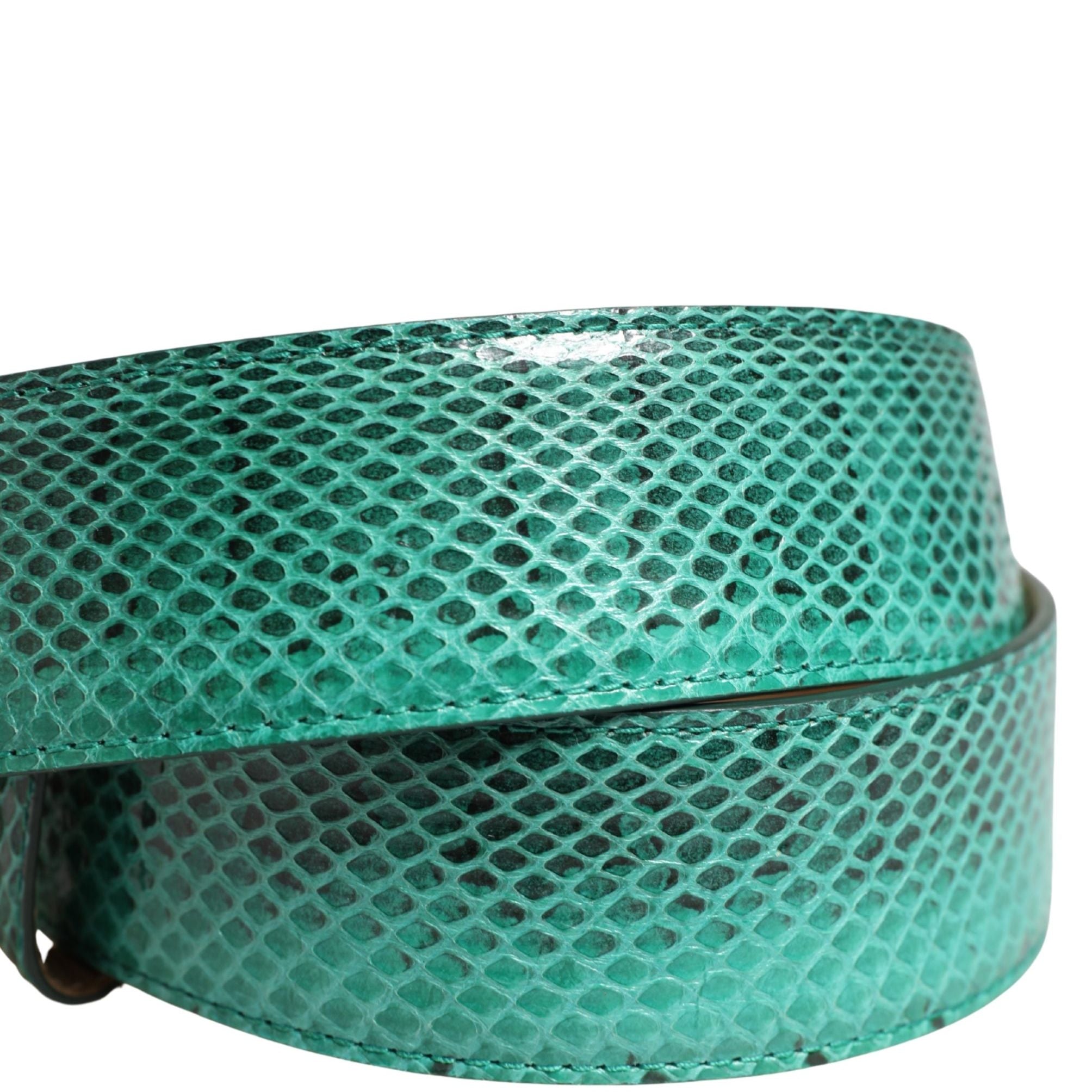 Dolce & Gabbana Green Leather DG Logo Embellished Buckle Belt