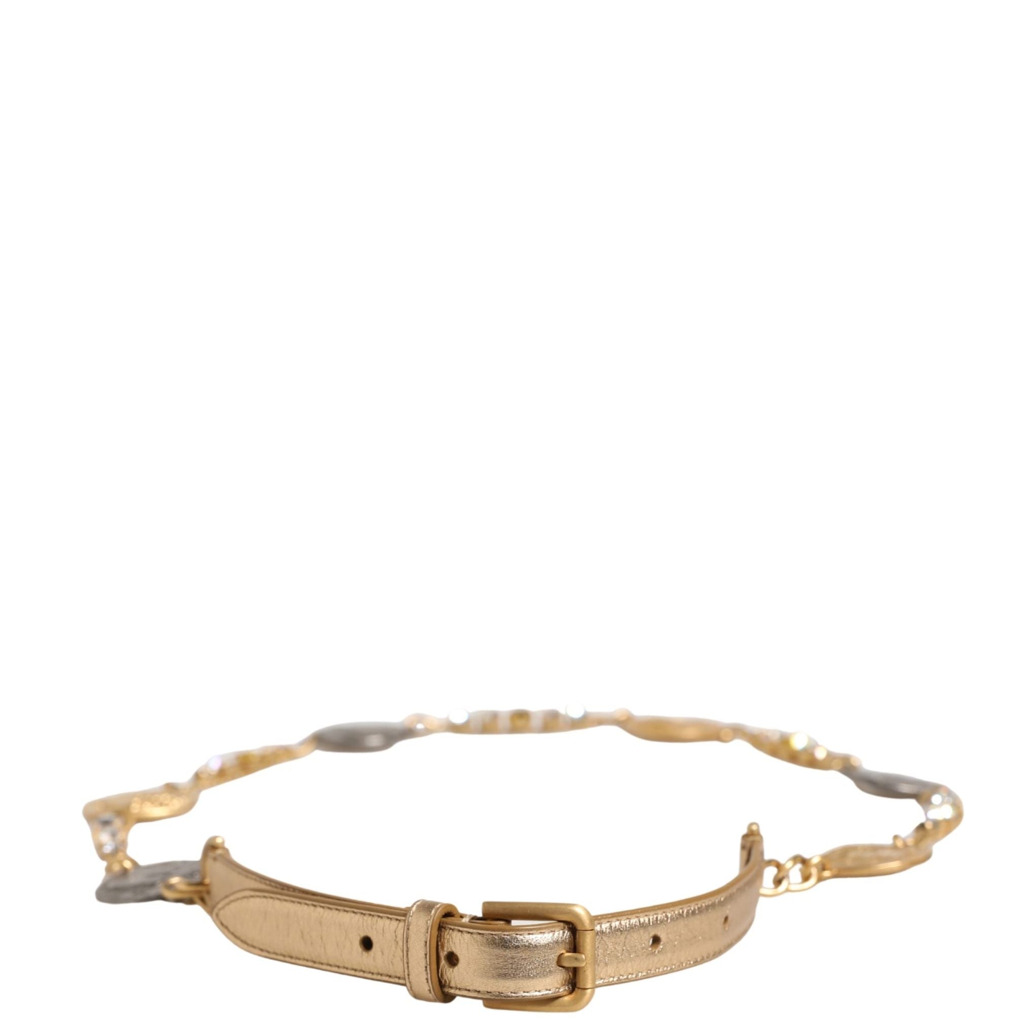 Dolce & Gabbana Gold Brass Chain Coin Embellished Metal Buckle Belt