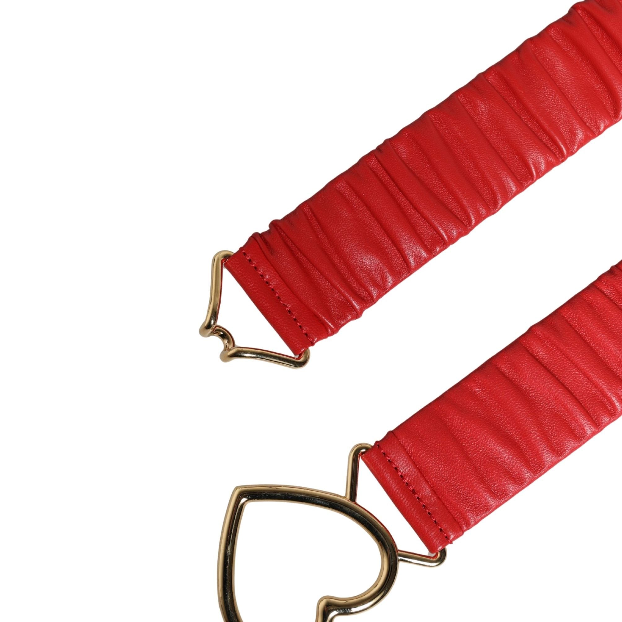 Dolce & Gabbana Red Leather Gold Heart Metal Buckle Belt