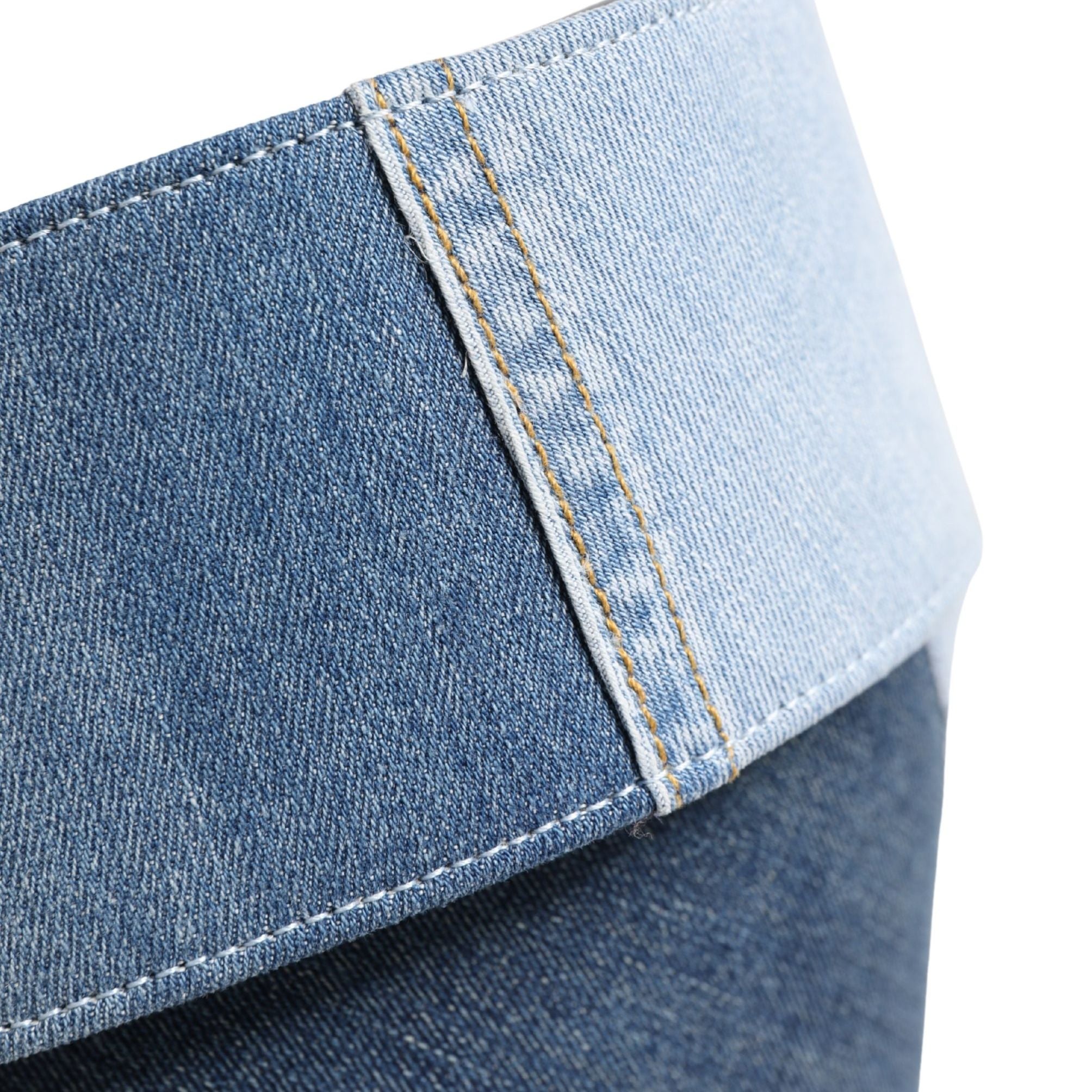 Dolce & Gabbana Blue Two Tone Denim Gold Metal Buckle Belt