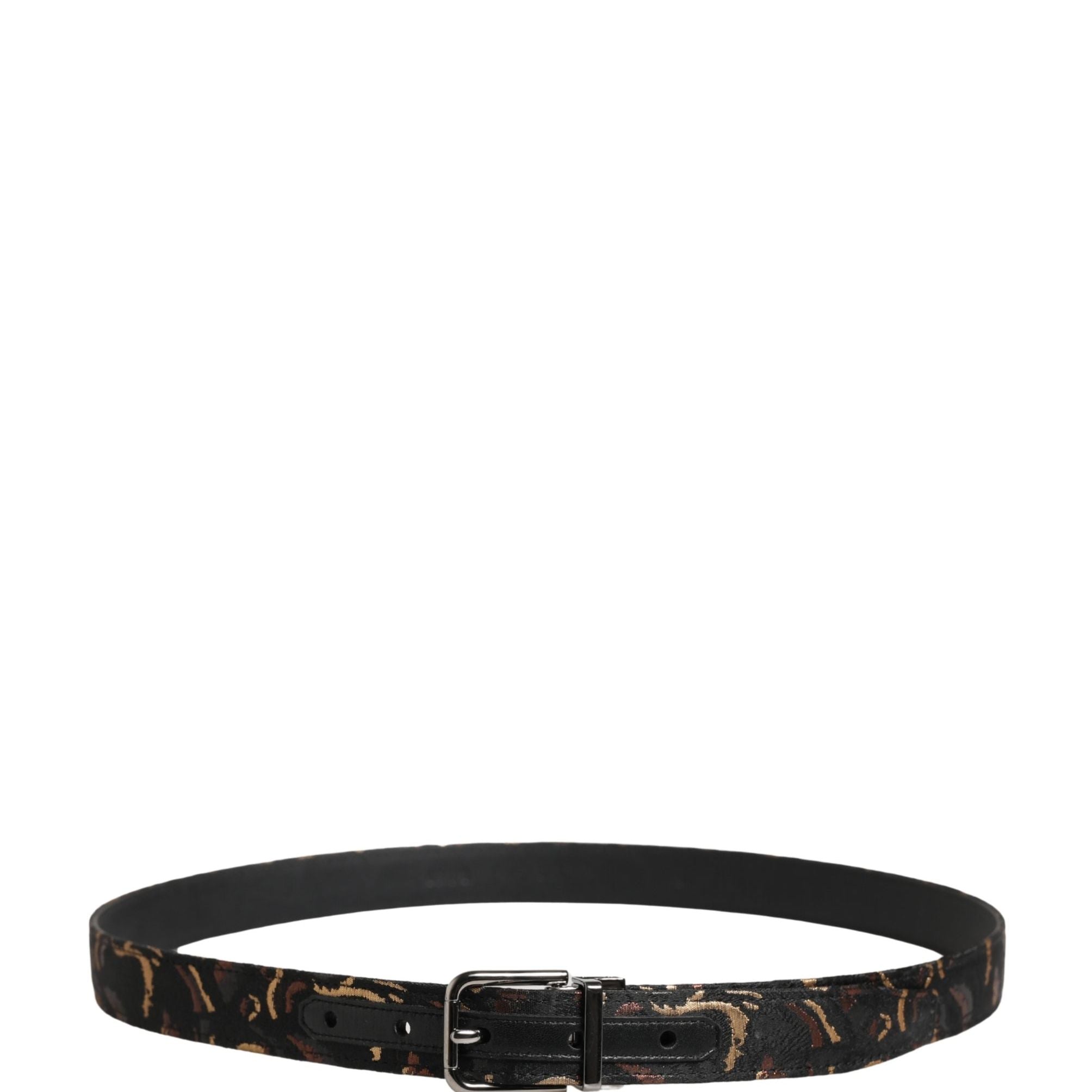 Dolce & Gabbana Multicolor Jacquard Silver Metal Buckle Belt