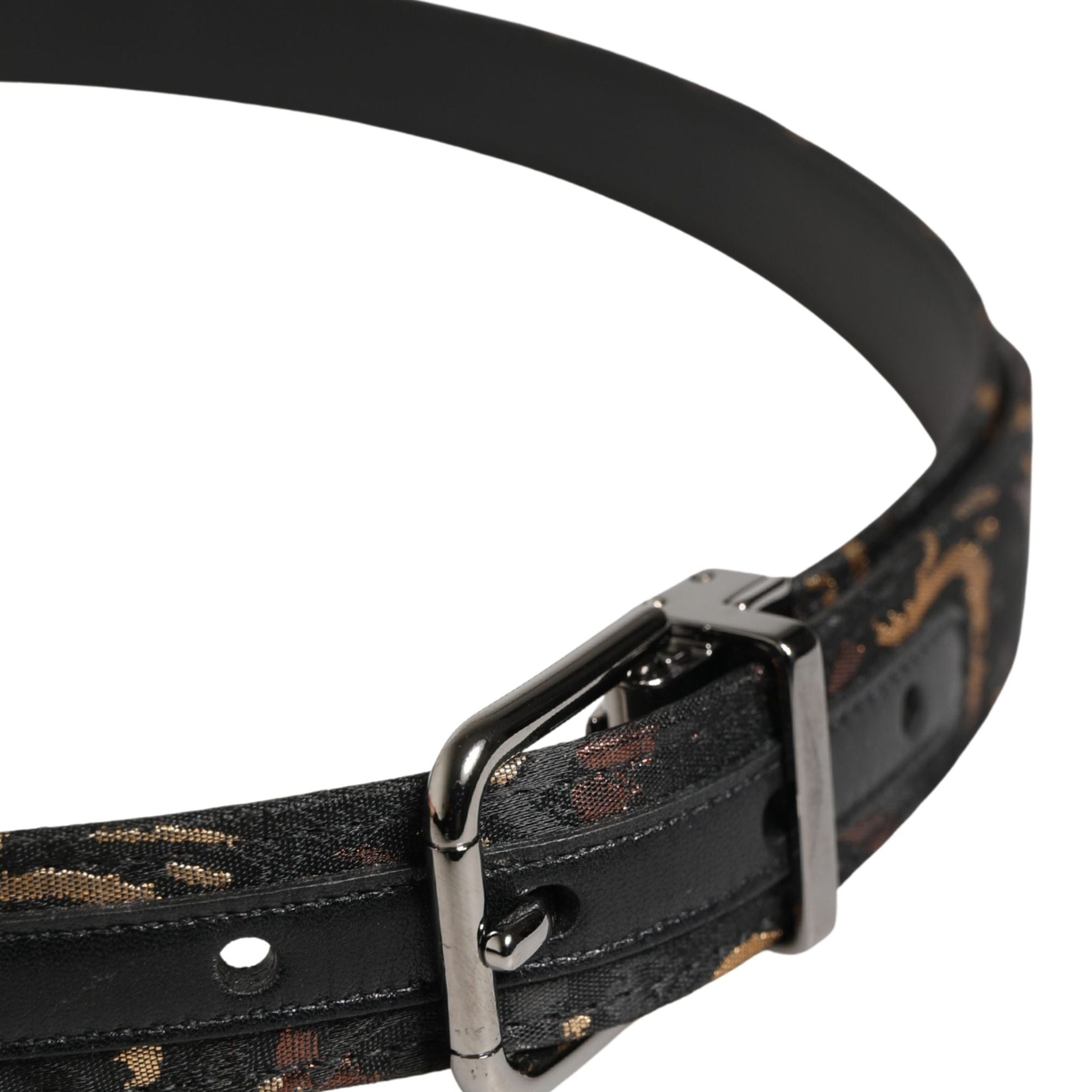 Dolce & Gabbana Multicolor Jacquard Silver Metal Buckle Belt