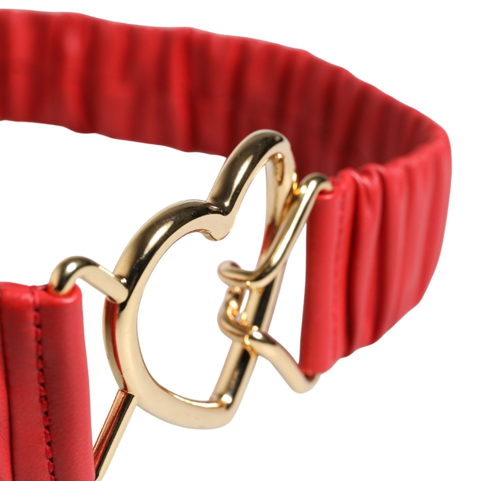 Dolce & Gabbana Red Leather Gold Heart Metal Buckle Belt