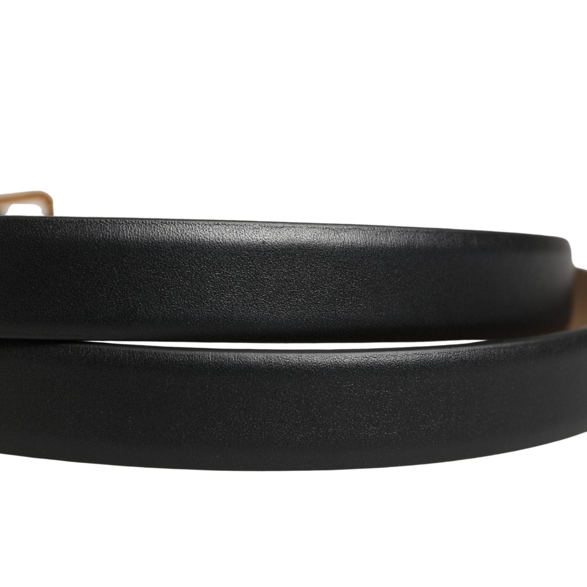 Dolce & Gabbana Black Classic Leather Gold Metal Buckle Belt
