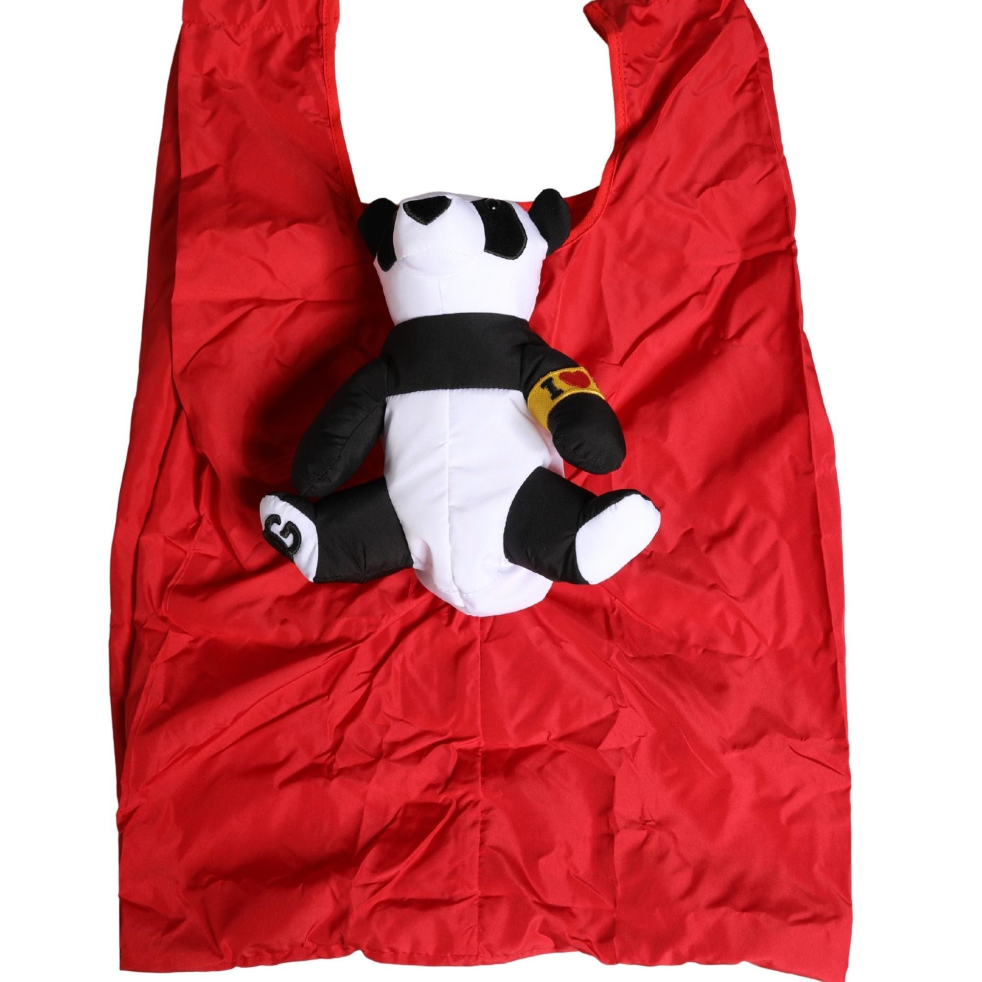 Dolce & Gabbana Men Red Polyester Panda Stuffed Ecobag Tote Borse Bag