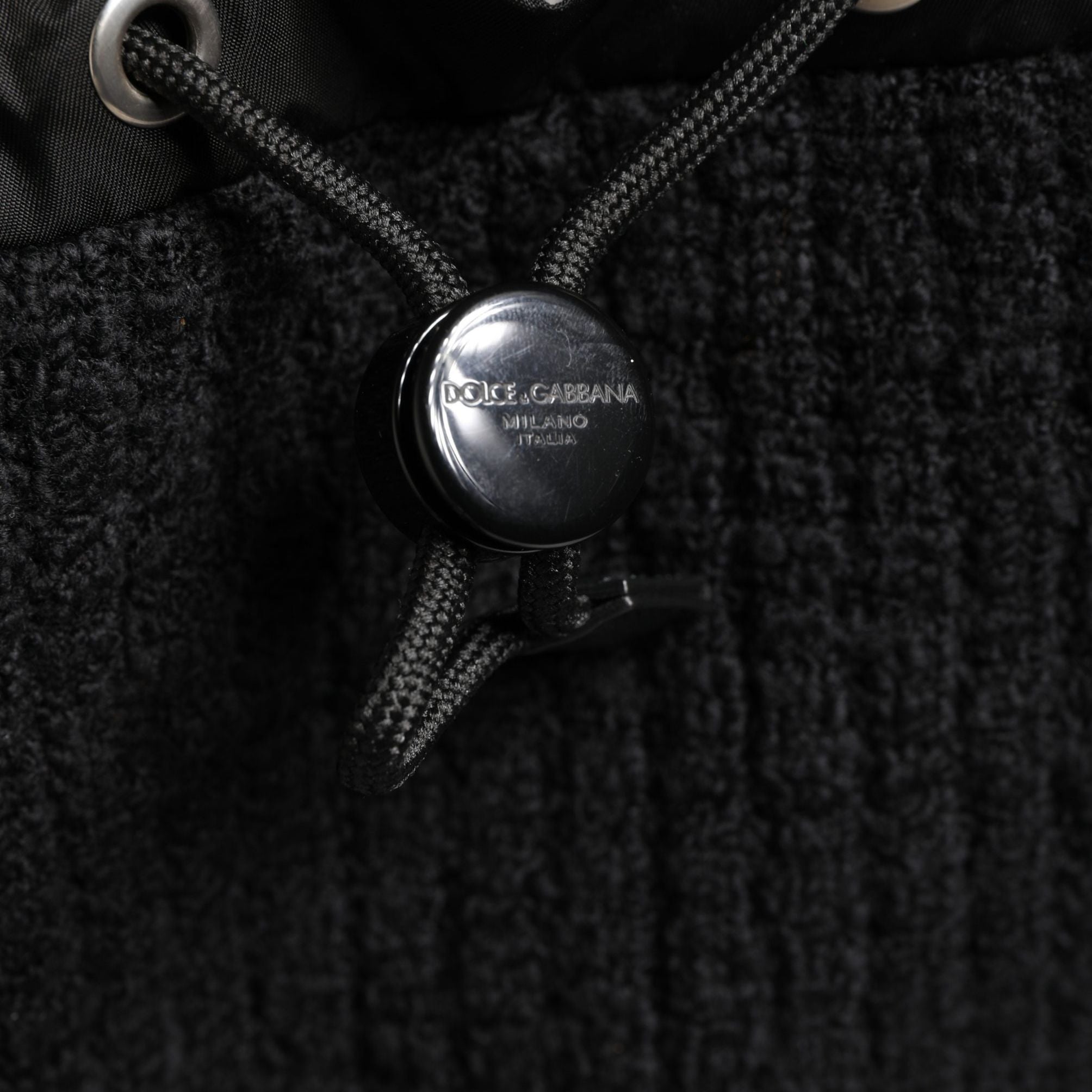 Dolce & Gabbana Black Tricot Wool Blend Duffel Backpack Travel Borse Bag