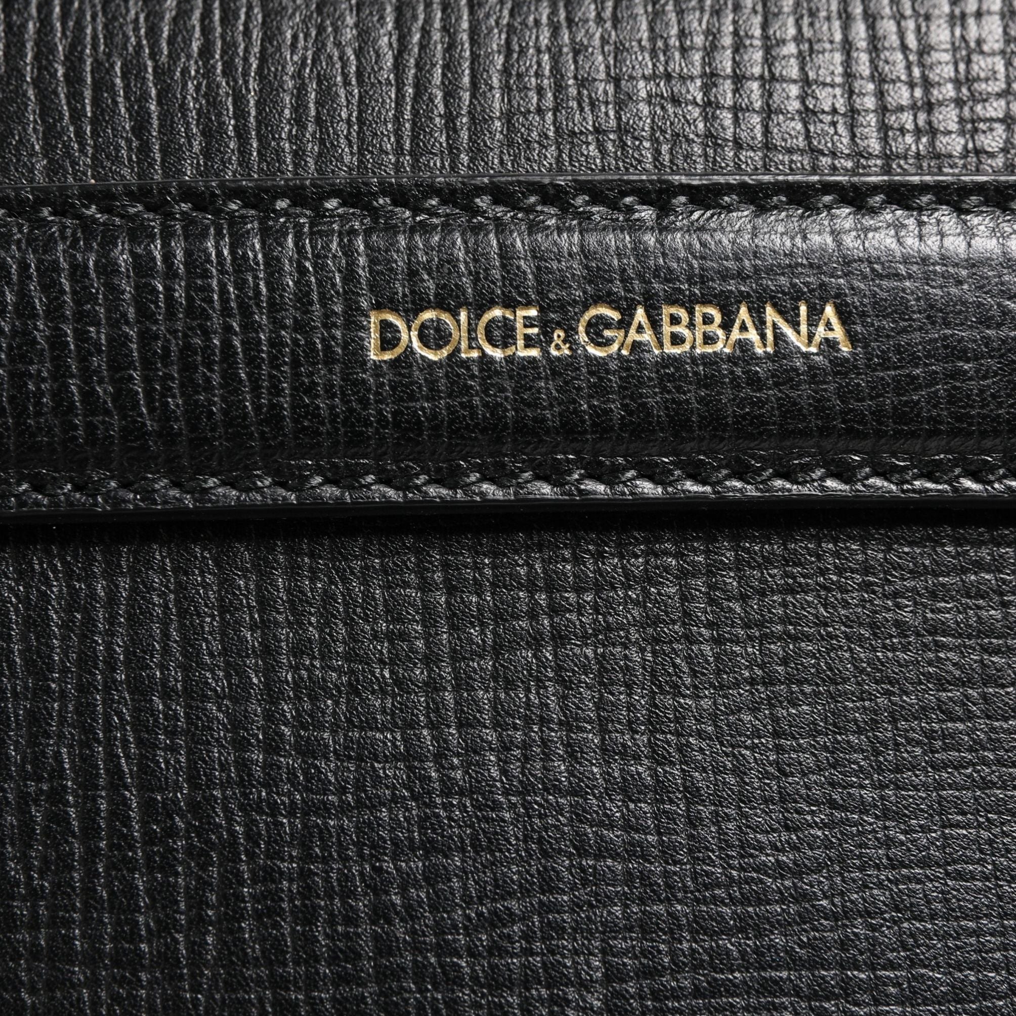 Dolce & Gabbana Black Car Man Applique Leather Weekender Borse Bag