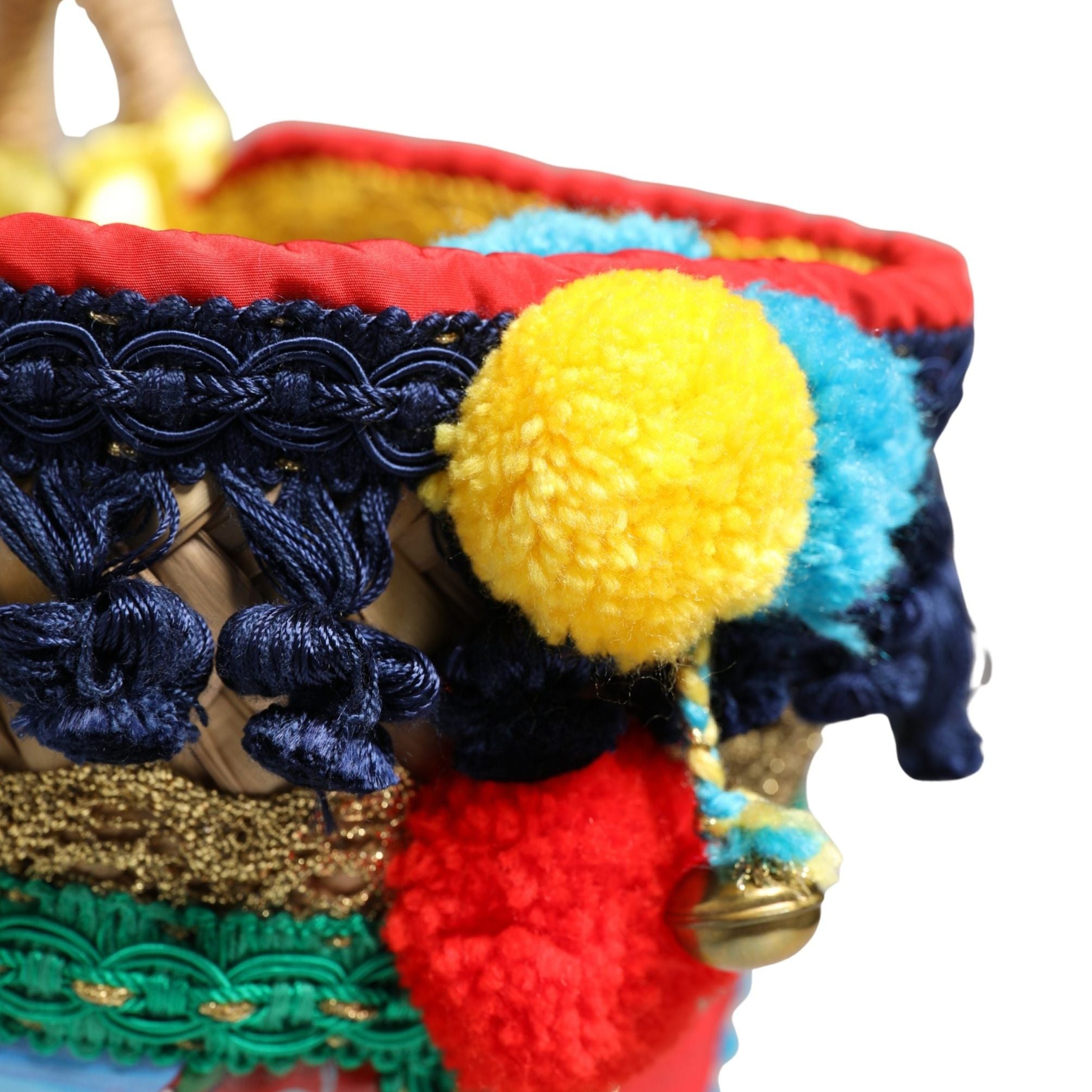 Dolce & Gabbana Multicolor Woven Straw Basket Embellished Sicily Bag