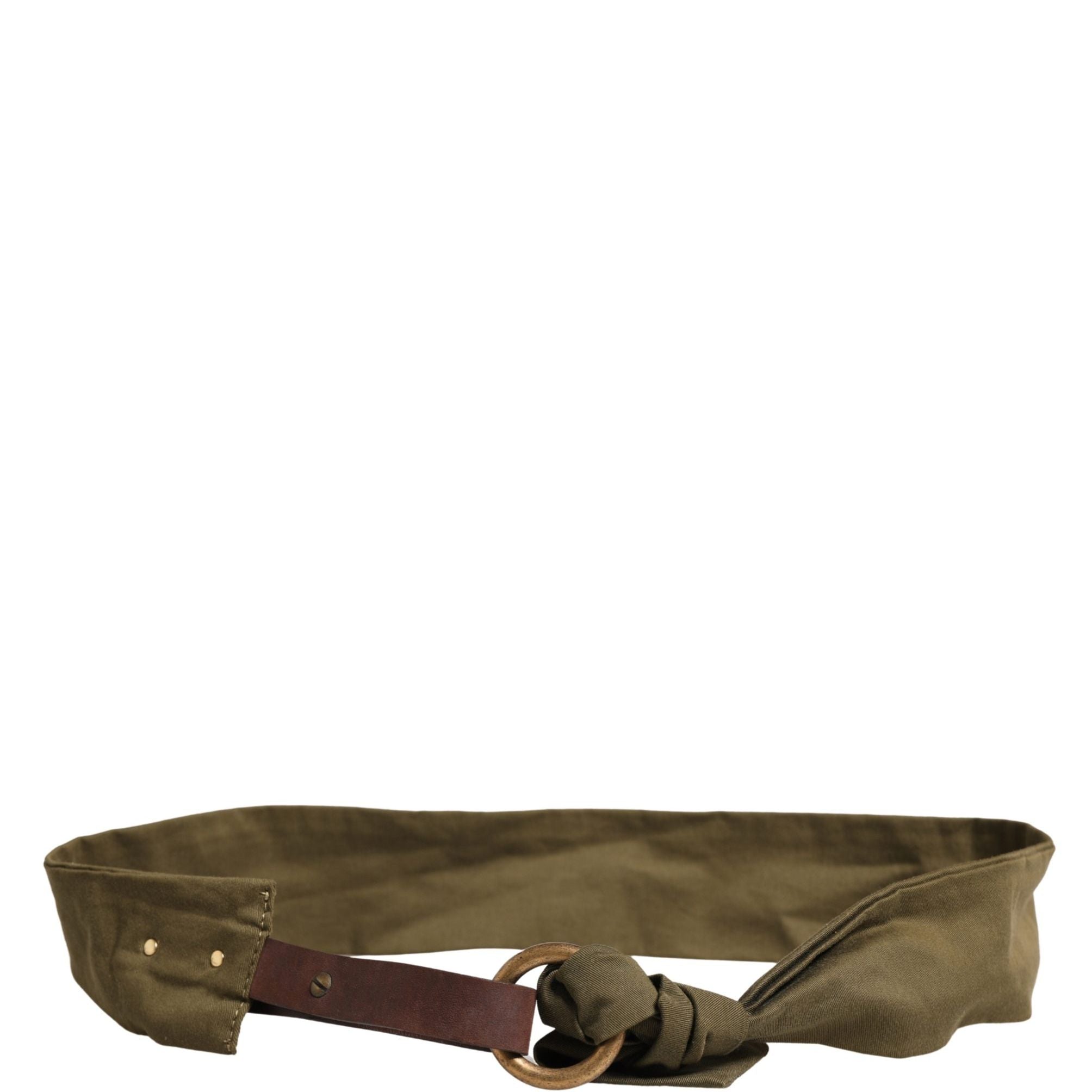Ermanno Scervino Army Green Cotton Round Buckle Waist Belt