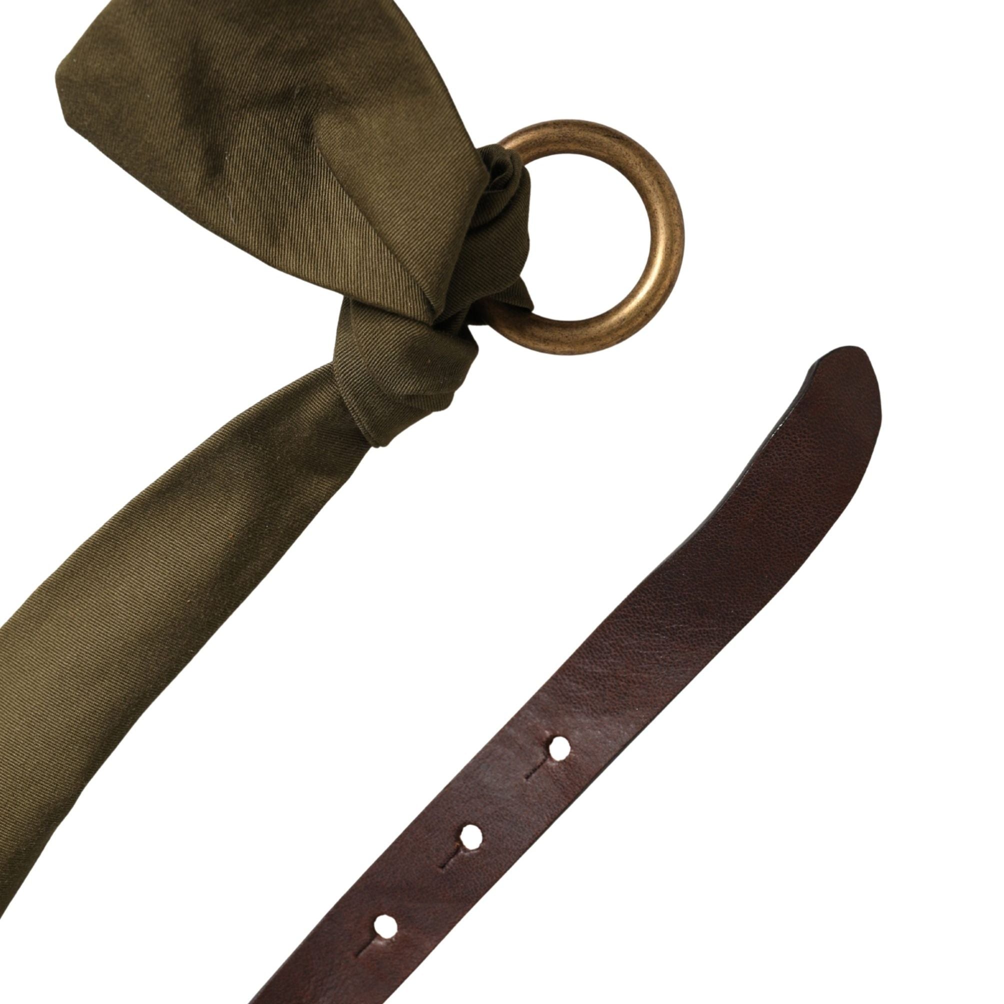 Ermanno Scervino Army Green Cotton Round Buckle Waist Belt