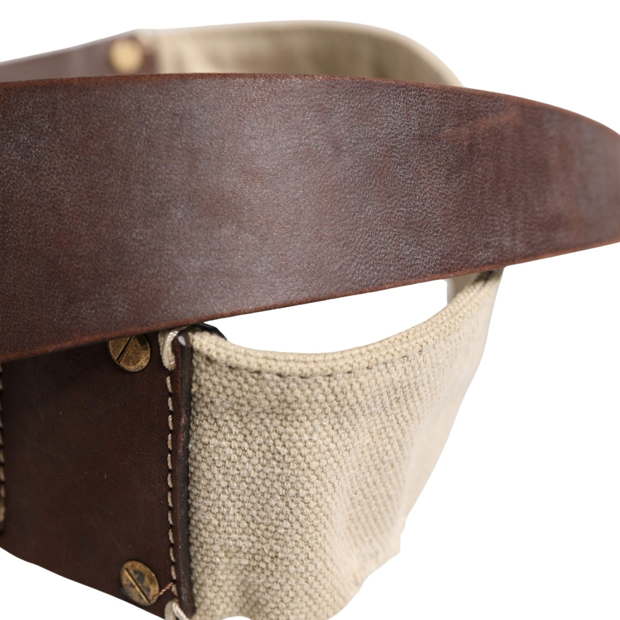 Ermanno Scervino Beige Brown Leather Canvas Metal Buckle Belt